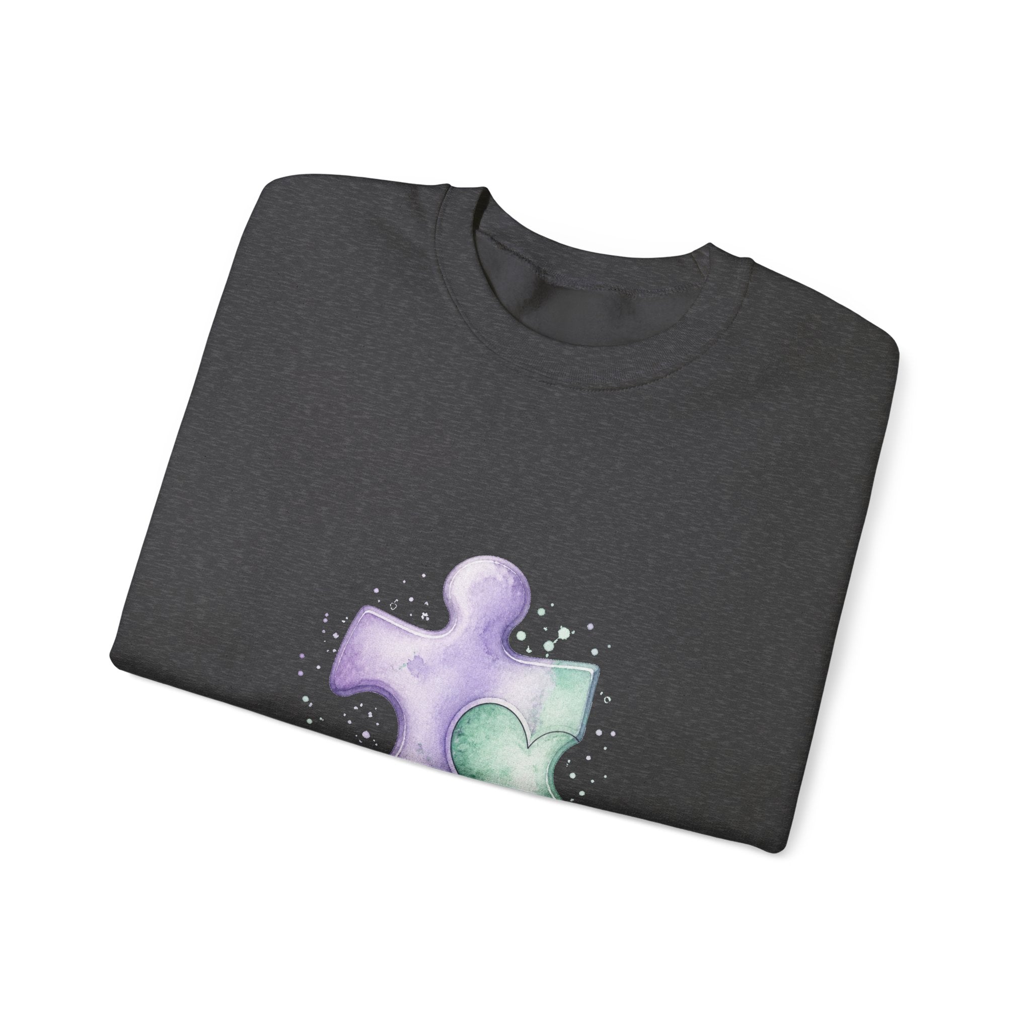 Matching Couple Sweatshirt - Puzzle Pieces Matching Couple Comfort Colors Crew Watercolor Art His Hers Birthday Gift - Design A