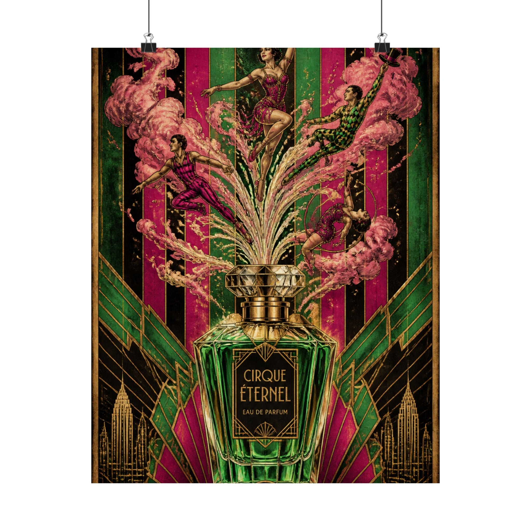 Perfume Bottle Fountain Wall Art Poster 24×36 Art Deco Bar Area Decor Maximalist Print