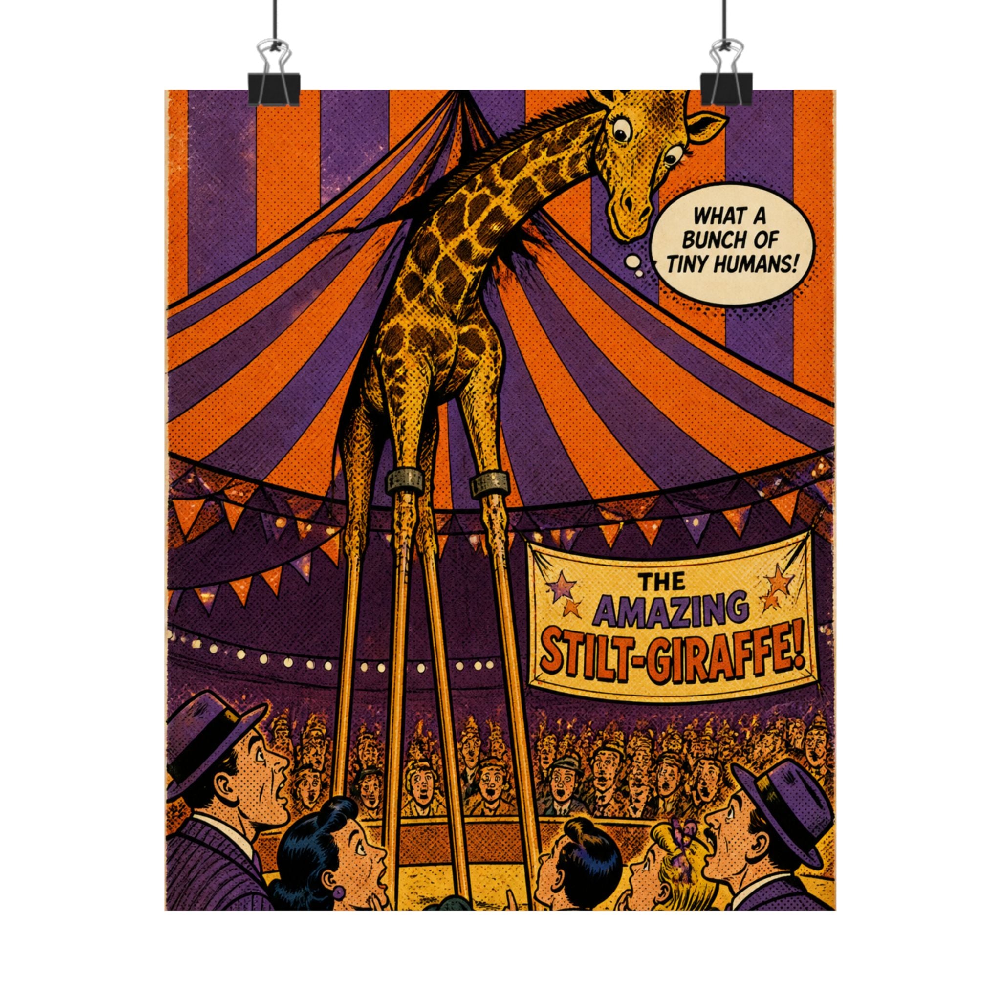 Giraffe on Stilts Wall Art Poster 18×24 Pop Art Living Room Decor Maximalist Print