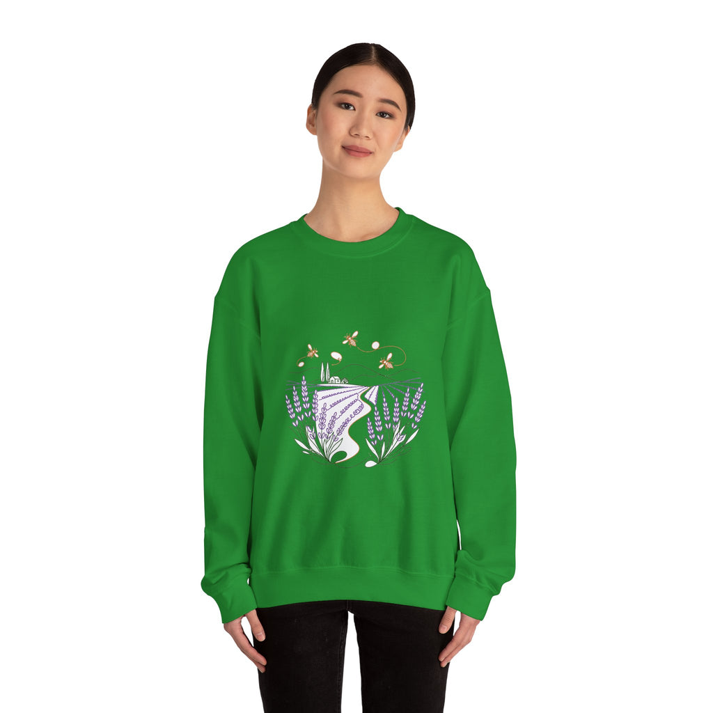 Matching Couple Sweatshirt - Lavender Fields & Canyon Matching Couple Premium Fleece Sweatshirt Minimalist Art His Hers Christmas Gift - Design A