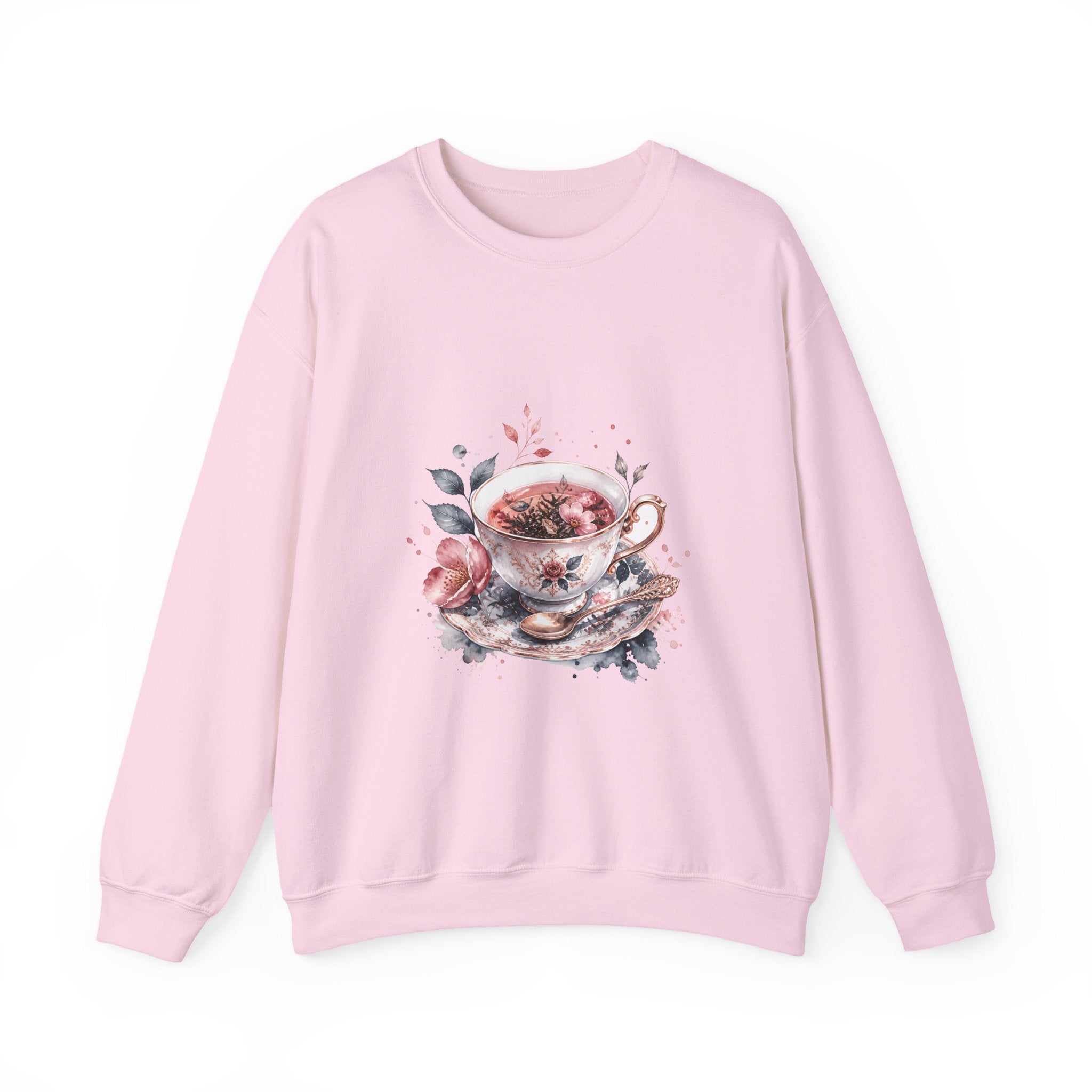 Matching Couple Sweatshirt - Coffee & Tea Matching Couple Premium Fleece Sweatshirt Watercolor Art His Hers Birthday Gift - Design B