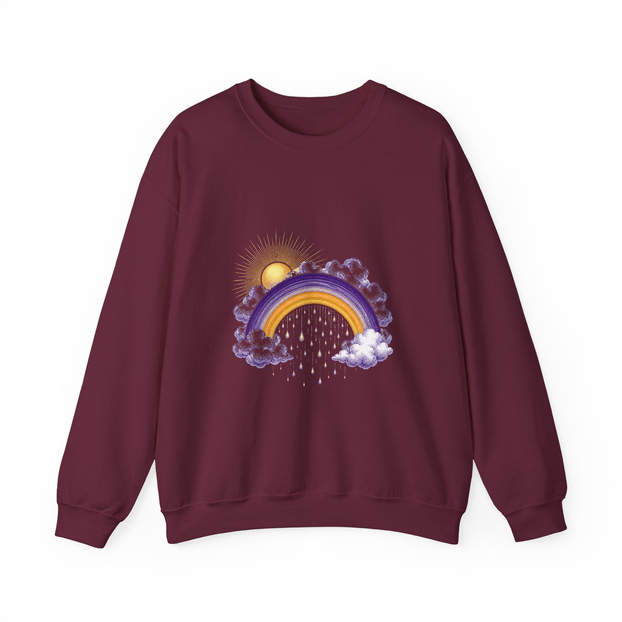Matching Couple Sweatshirt - Storm & Rainbow Matching Couple Premium Fleece Sweatshirt Vintage Art His Hers Honeymoon Gift - Design B