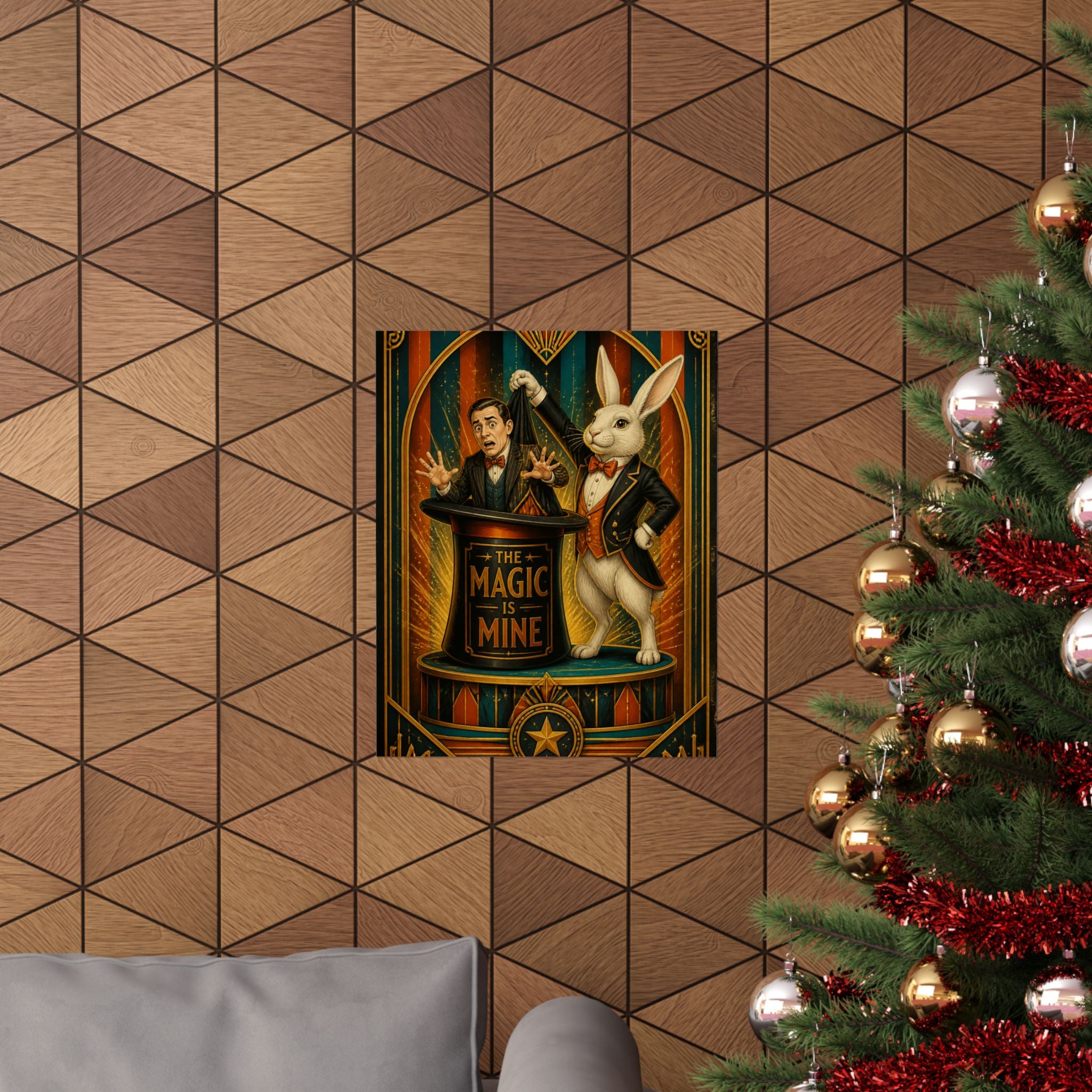 Magic Hat Rabbit Wall Art Poster 24×36 Art Deco Bar Area Decor Maximalist Print