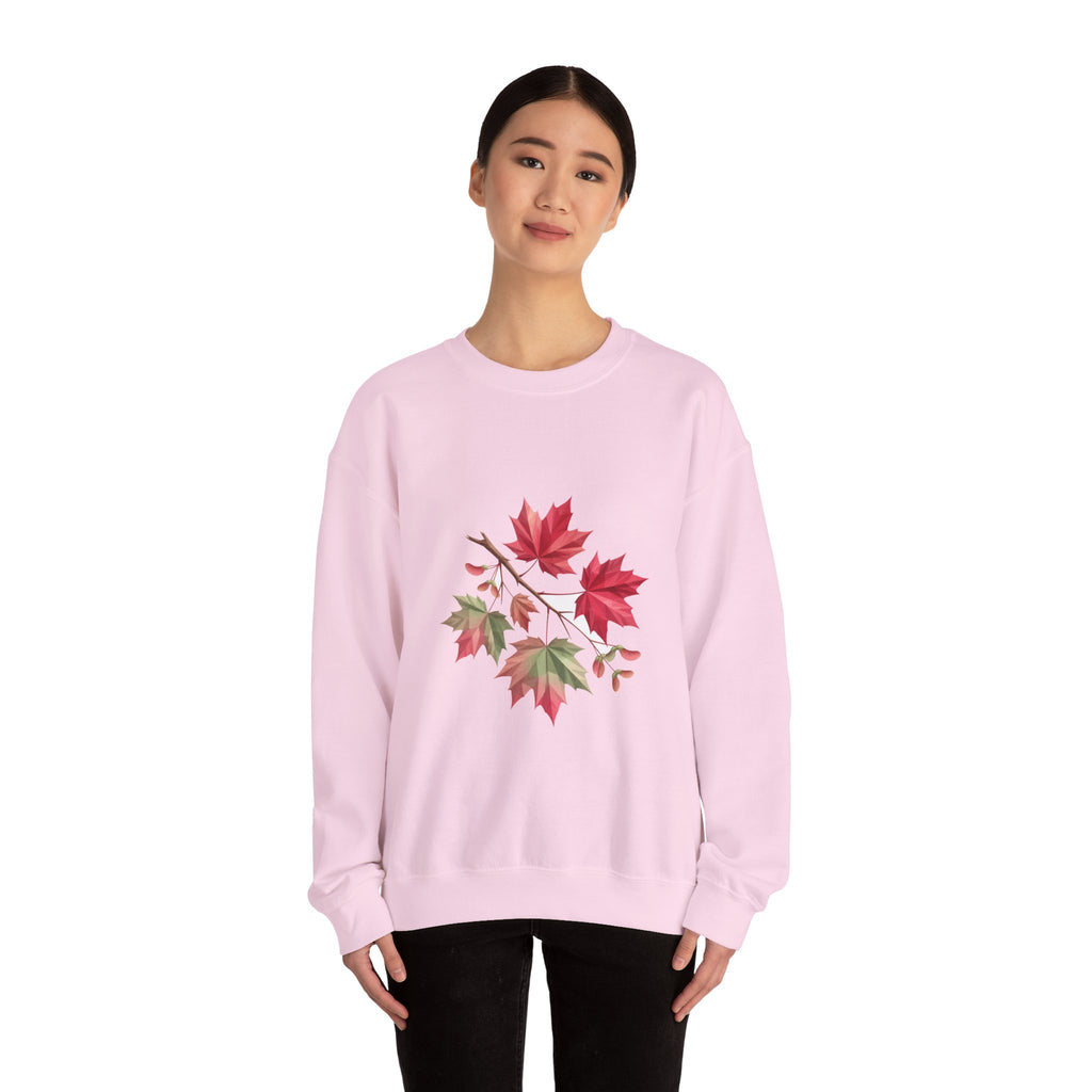 Matching Couple Sweatshirt - Cherry Blossom & Maple Leaf Matching Couple Premium Fleece Sweatshirt Geometric Art His Hers Love Gift - Design B