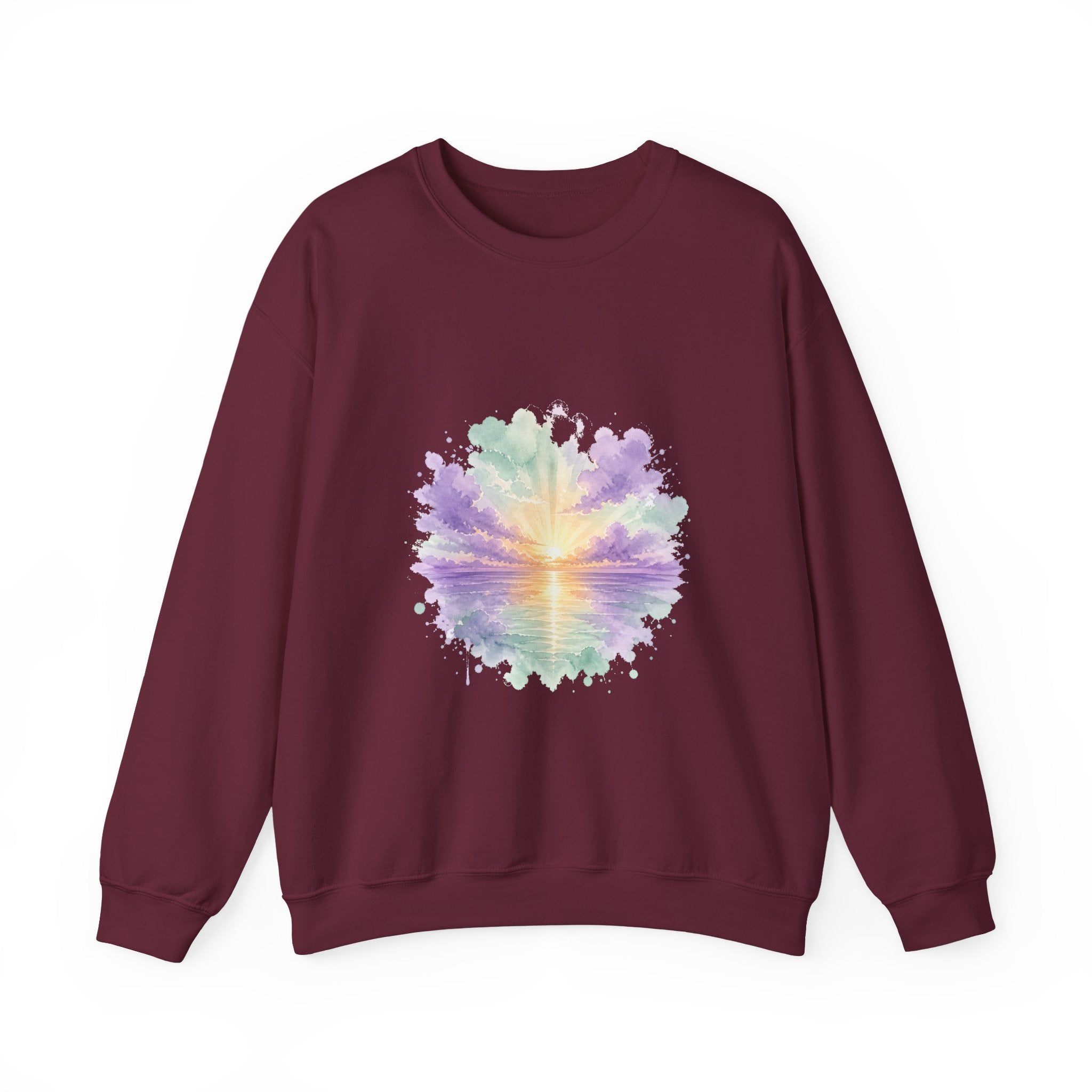 Matching Couple Sweatshirt - Sunrise & Sunset Matching Couple Comfort Colors Crew Watercolor Art His Hers Birthday Gift - Design A