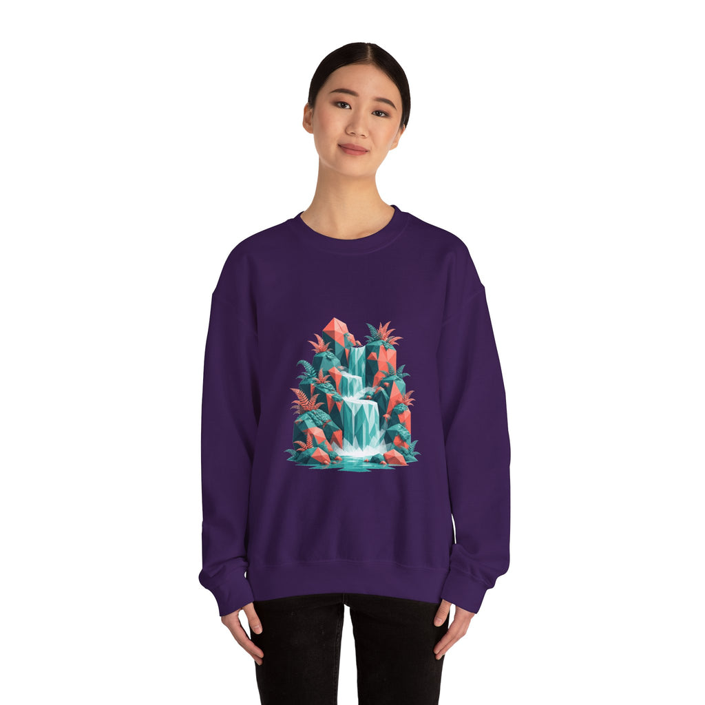 Matching Couple Sweatshirt - Wildfire & Waterfall Matching Couple Premium Fleece Sweatshirt Geometric Art His Hers Love Gift - Design B