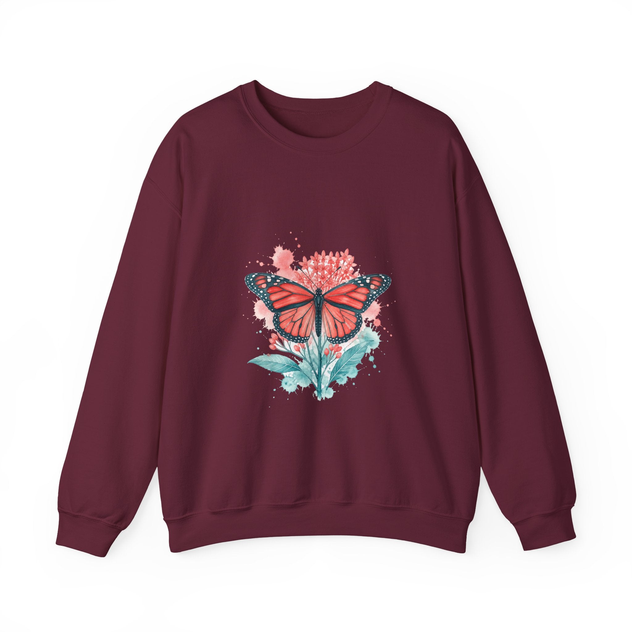 Matching Couple Sweatshirt - Butterfly & Moth Matching Couple Crewneck Sweatshirt Watercolor Art His Hers Engagement Gift - Design A
