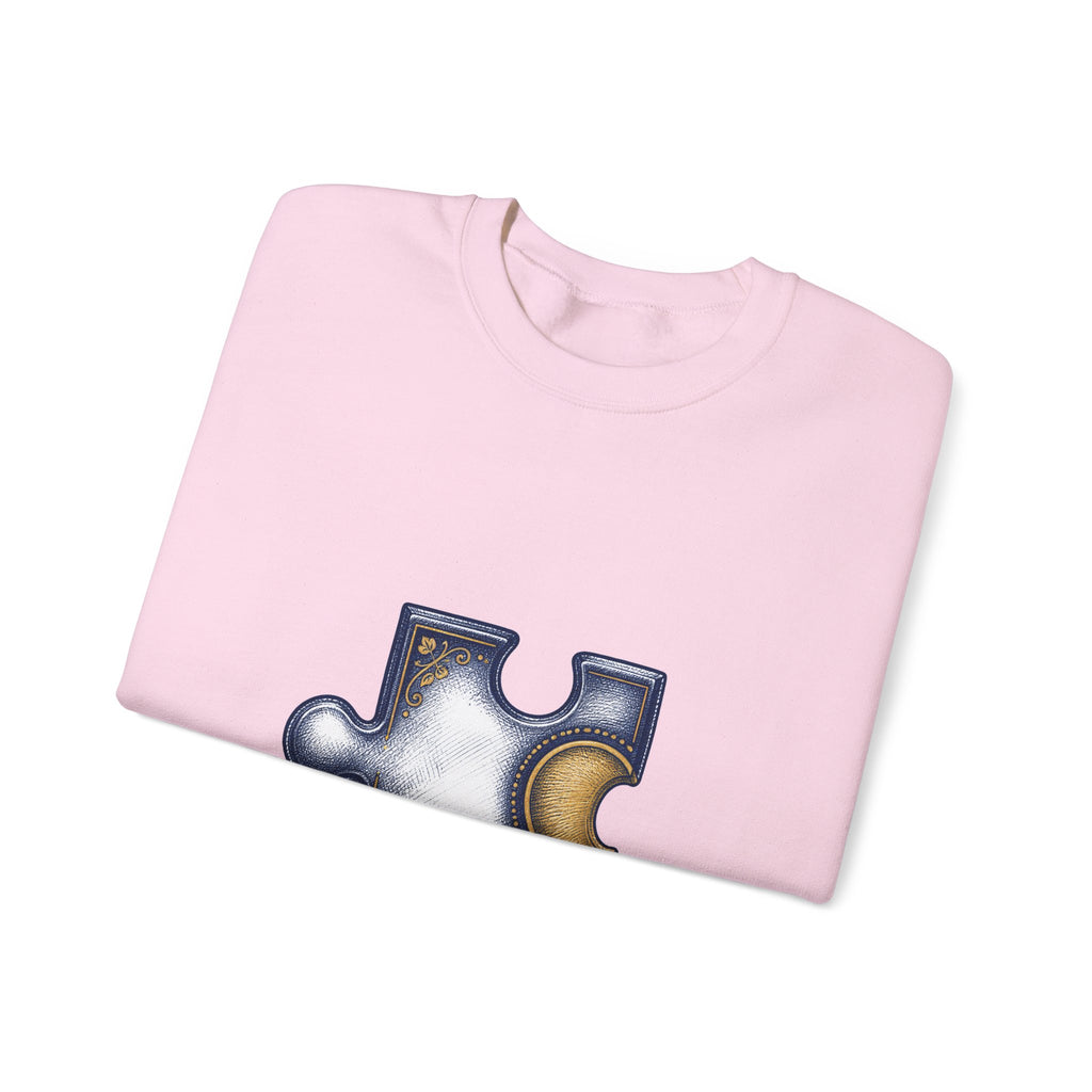 Matching Couple Sweatshirt - Puzzle Pieces Matching Couple Premium Fleece Sweatshirt Hand-Drawn Art His Hers Anniversary Gift - Design A