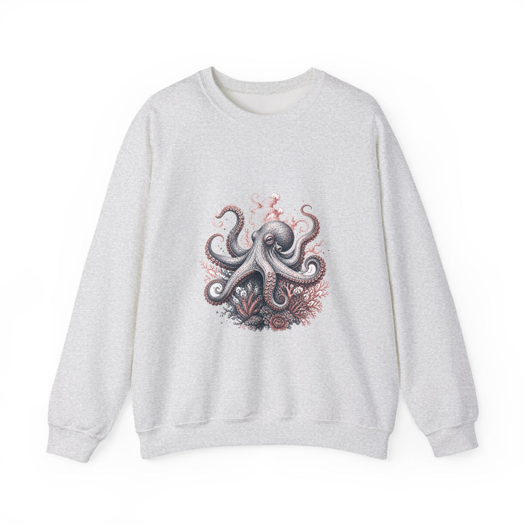 Matching Couple Sweatshirt - Octopus & Jellyfish Matching Couple Crewneck Sweatshirt Hand-Drawn Art His Hers Best Friend Gift - Design A