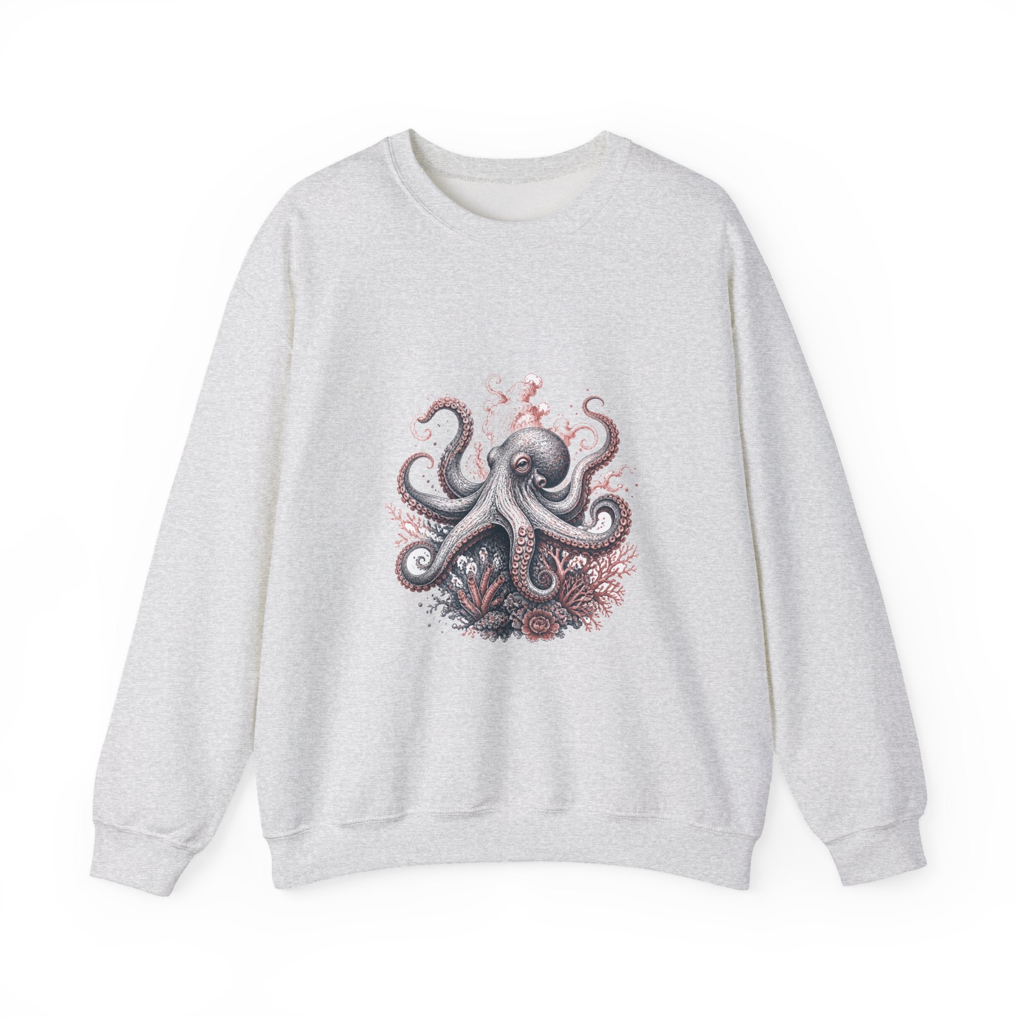 Matching Couple Sweatshirt - Octopus & Jellyfish Matching Couple Crewneck Sweatshirt Hand-Drawn Art His Hers Best Friend Gift - Design A
