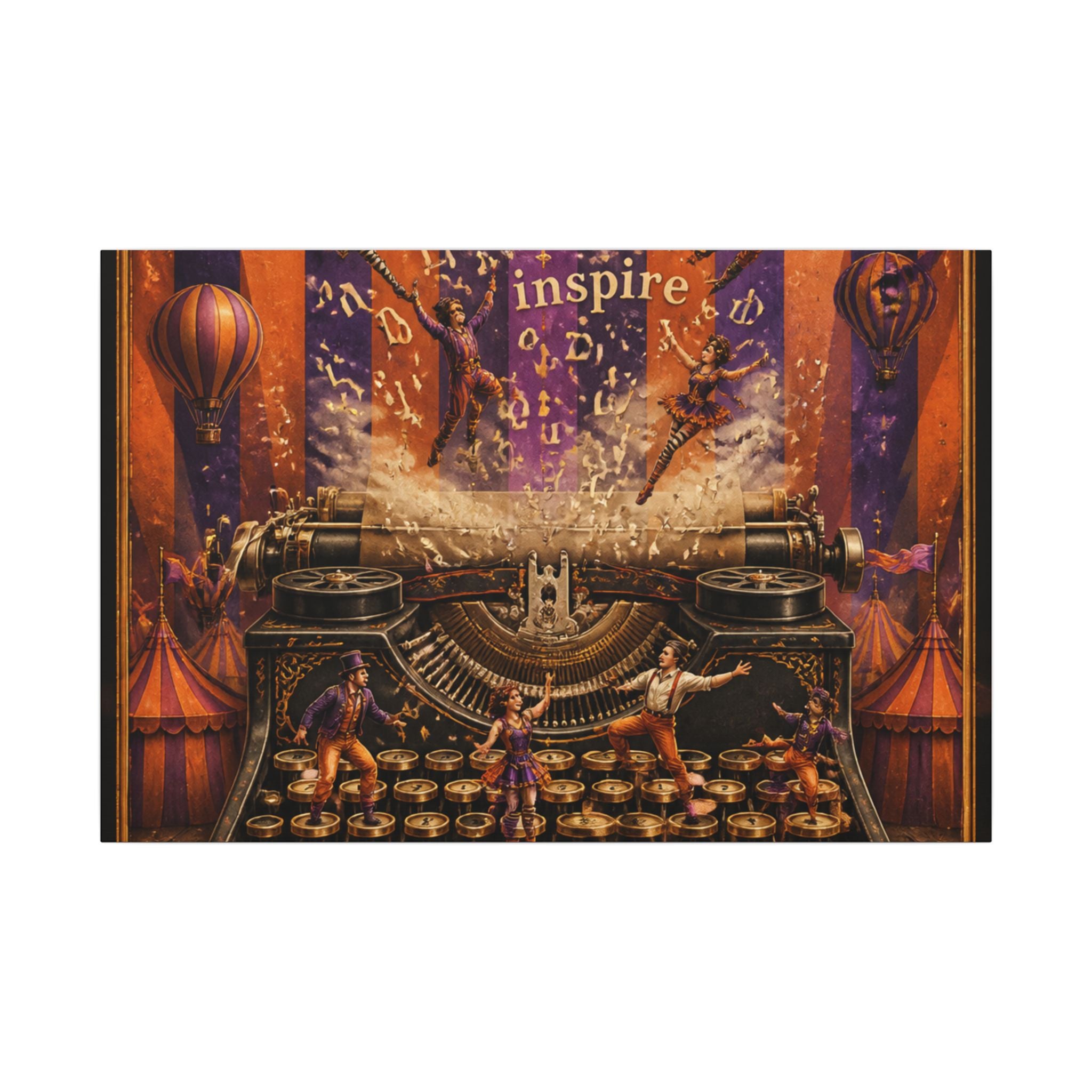 Typewriter Flying Letters Wall Art Canvas 24×36 Baroque Studio Decor Maximalist Print