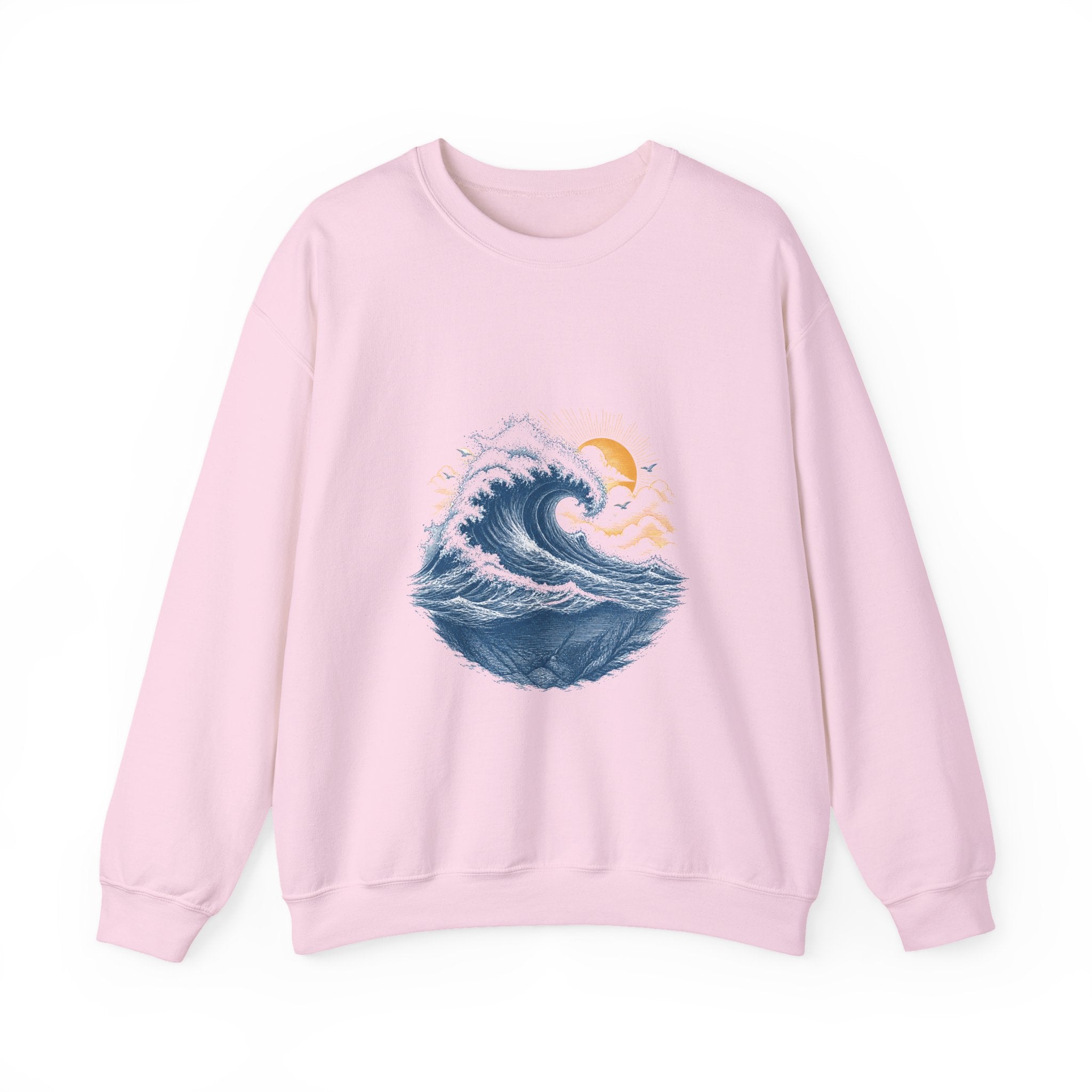 Matching Couple Sweatshirt - Mountain & Ocean Matching Couple Premium Fleece Sweatshirt Vintage Art His Hers Honeymoon Gift - Design B