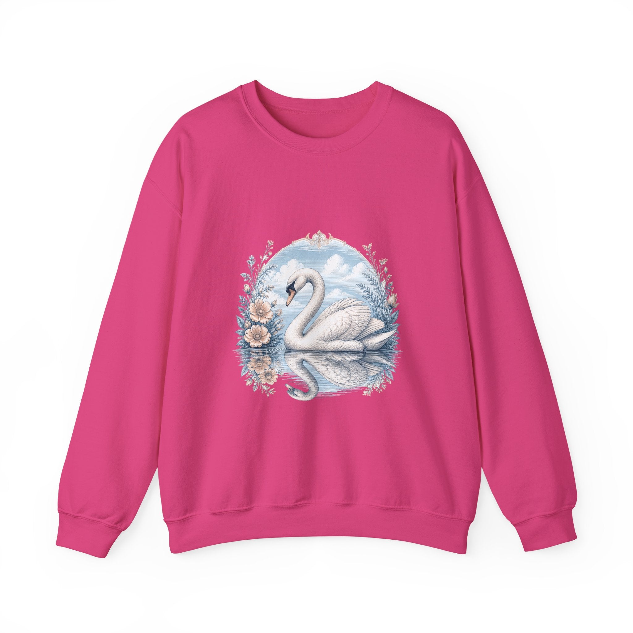 Matching Couple Sweatshirt - Raven & Swan Matching Couple Crewneck Sweatshirt Vintage Art His Hers Wedding Gift - Design B
