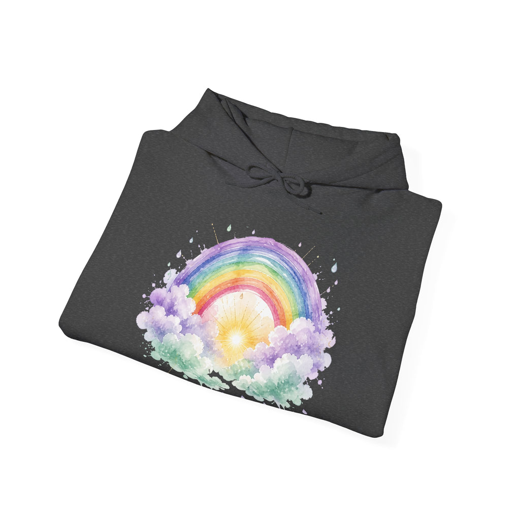 Matching Couple Sweatshirt - Storm & Rainbow Matching Couple Hooded Sweatshirt Watercolor Art His Hers Engagement Gift - Design B