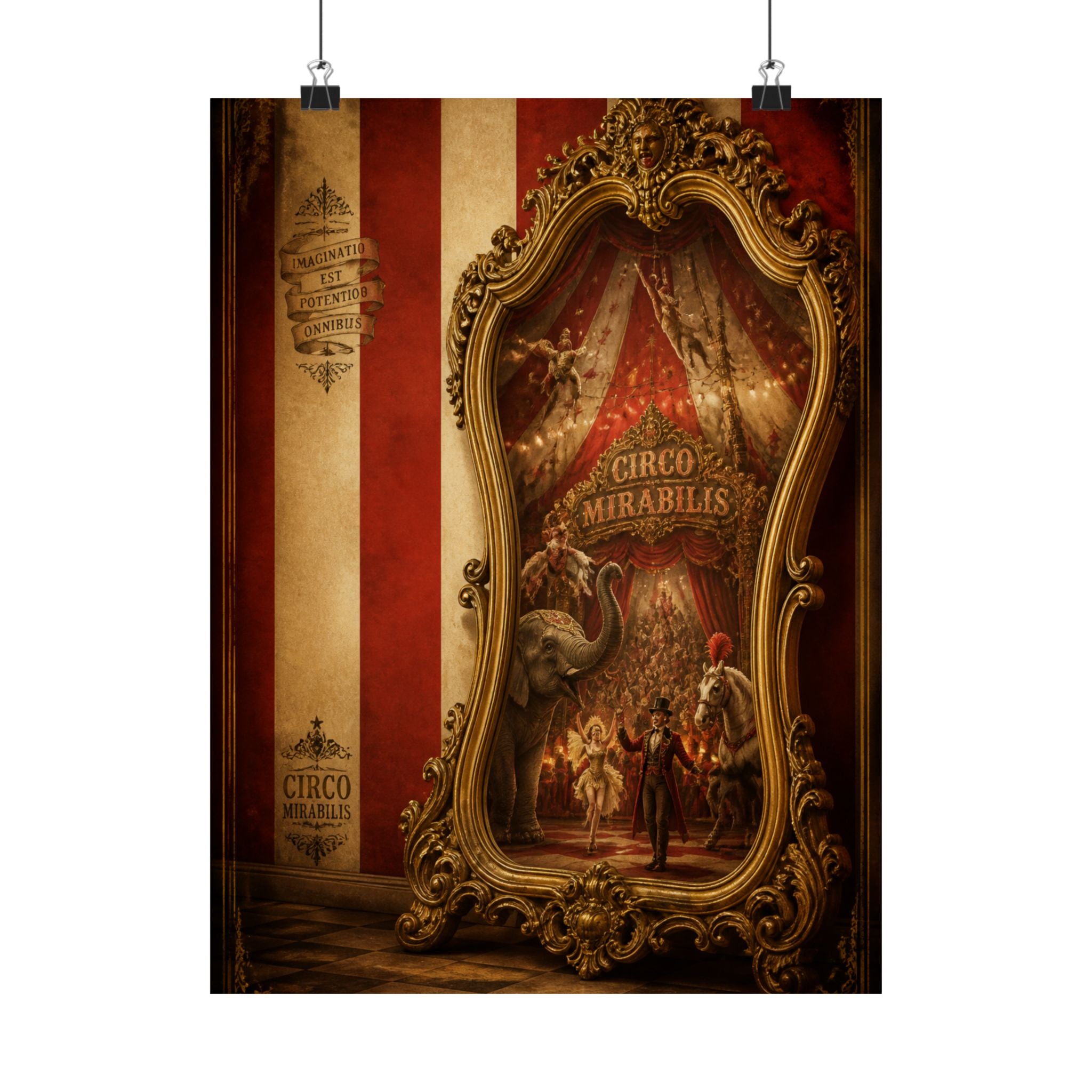 Vintage Mirror Circus Wall Art Poster 18×24 Baroque Home Office Decor Maximalist Print
