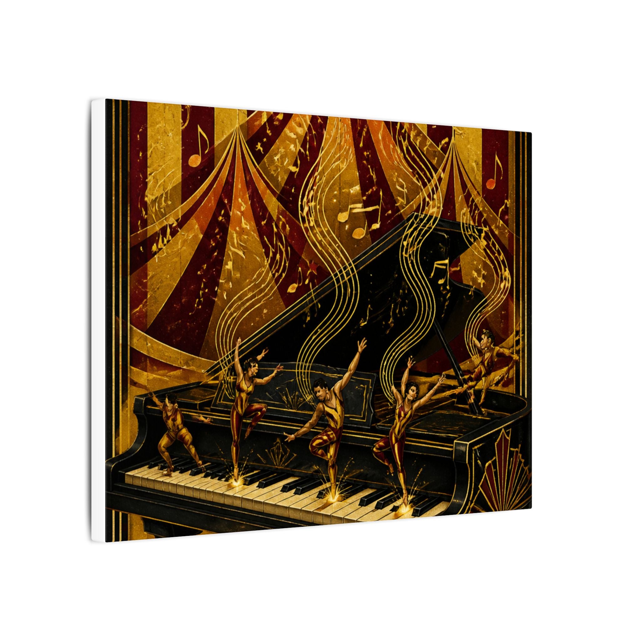 Grand Piano Acrobats Wall Art Canvas 24×36 Art Deco Bar Area Decor Maximalist Print