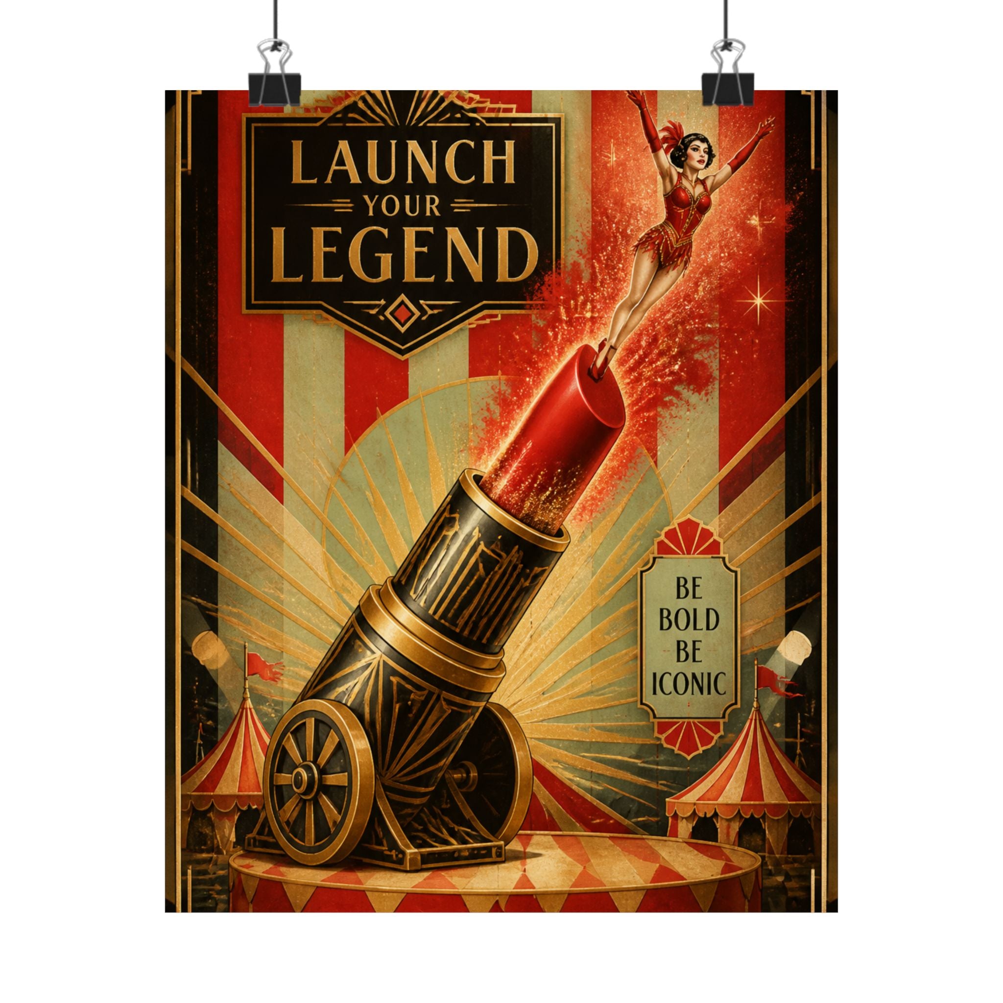 Lipstick Cannon Wall Art Poster 18×24 Art Deco Entryway Decor Maximalist Print
