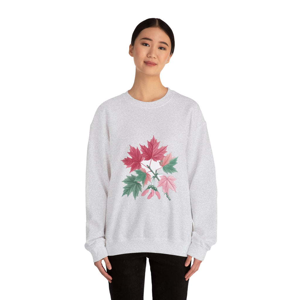 Matching Couple Sweatshirt - Cherry Blossom & Maple Leaf Matching Couple Premium Fleece Sweatshirt Vintage Art His Hers Honeymoon Gift - Design B
