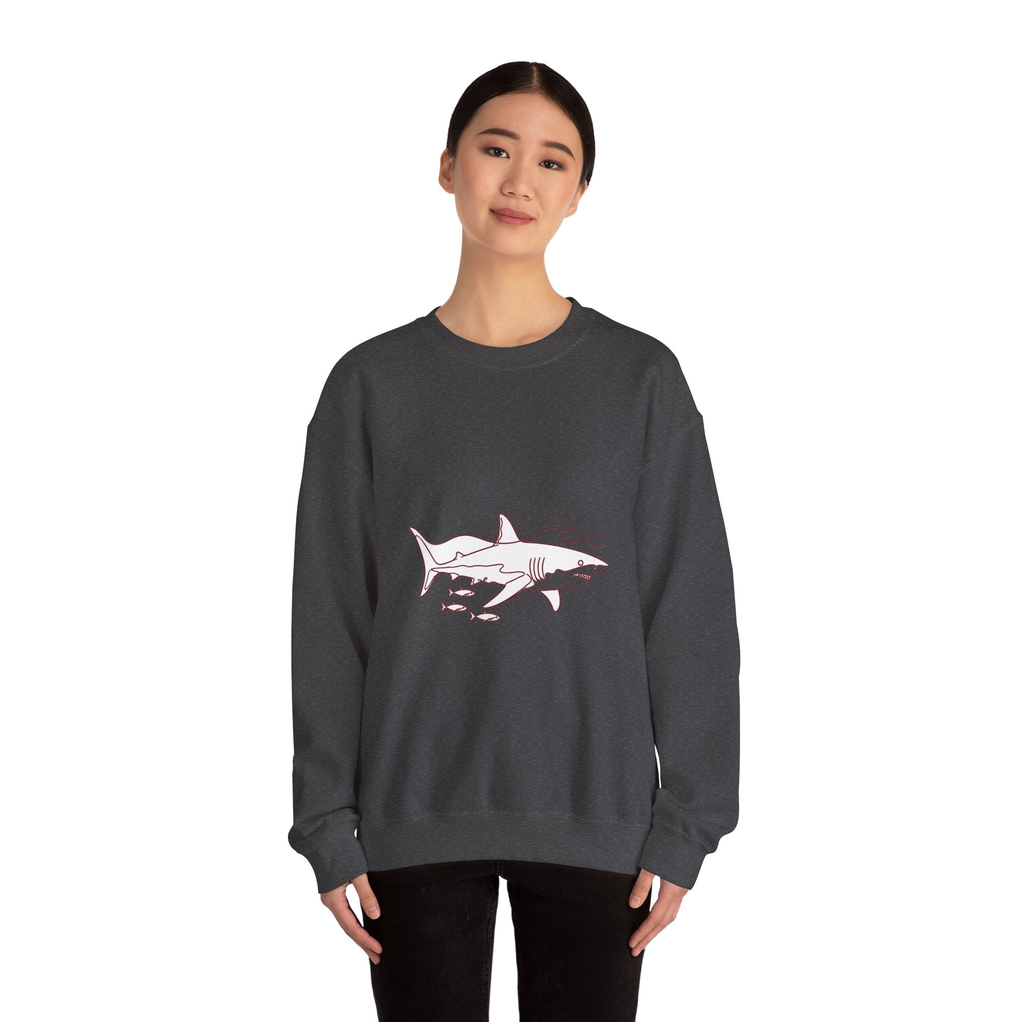 Matching Couple Sweatshirt - Shark & Dolphin Matching Couple Comfort Colors Crew Minimalist Art His Hers Christmas Gift - Design A