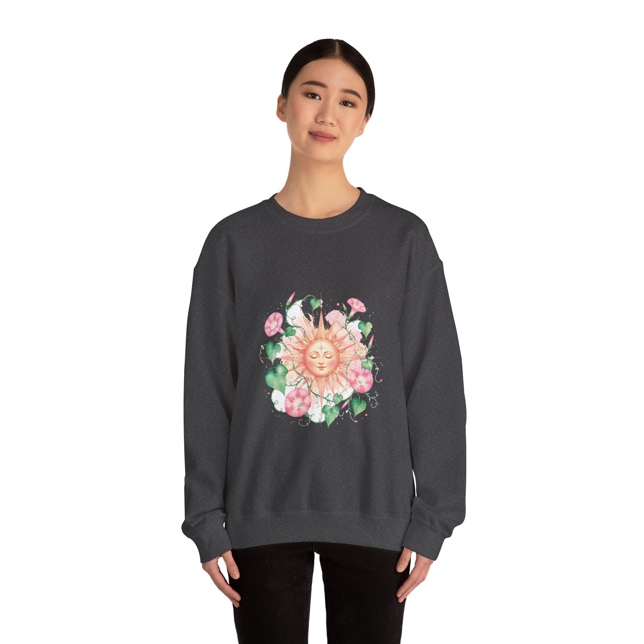Matching Couple Sweatshirt - Sun & Moon Matching Couple Premium Fleece Sweatshirt Watercolor Art His Hers Birthday Gift - Design B
