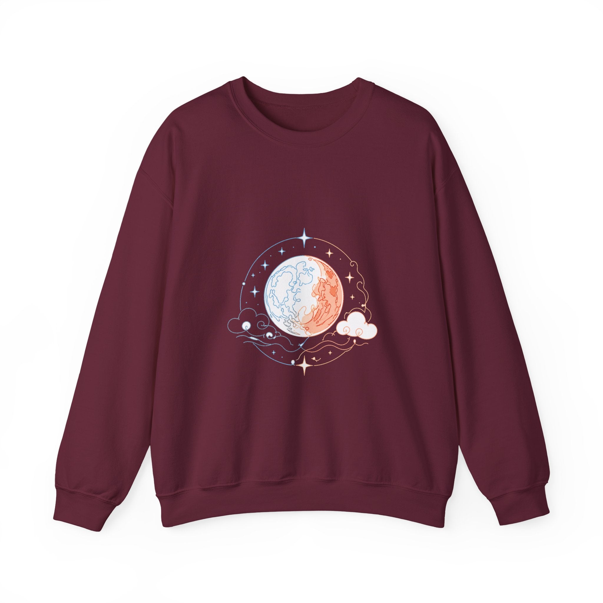 Matching Couple Sweatshirt - Solar & Lunar Eclipse Matching Couple Crewneck Sweatshirt Minimalist Art His Hers Valentine Gift - Design B
