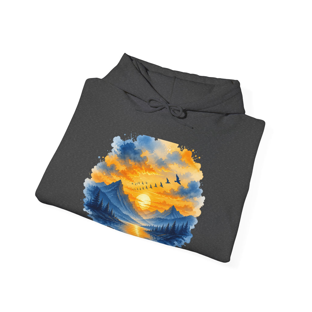 Matching Couple Sweatshirt - Sunrise & Sunset Matching Couple Hooded Sweatshirt Watercolor Art His Hers Engagement Gift - Design B