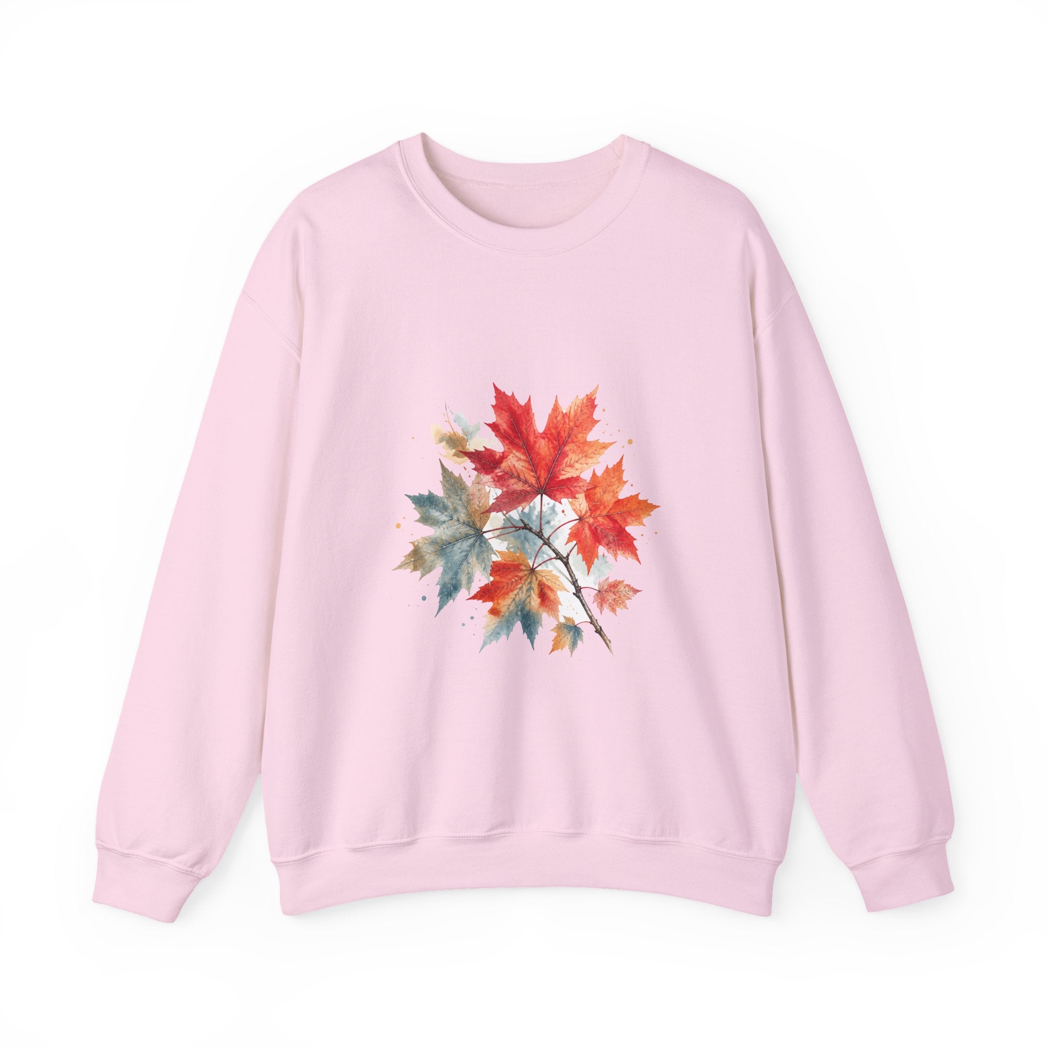 Matching Couple Sweatshirt - Cherry Blossom & Maple Leaf Matching Couple Crewneck Sweatshirt Watercolor Art His Hers Engagement Gift - Design B