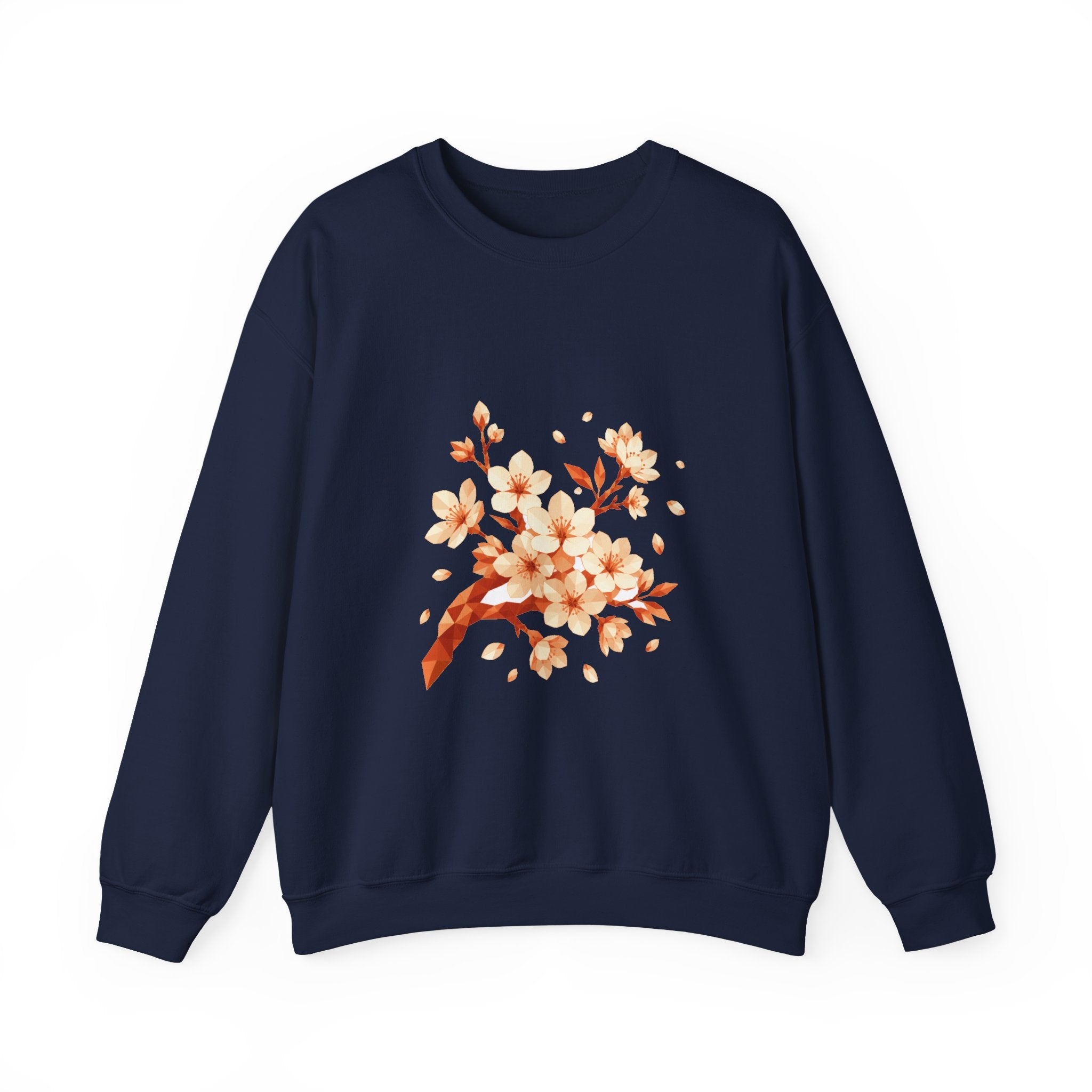 Matching Couple Sweatshirt - Cherry Blossom & Maple Leaf Matching Couple Comfort Colors Crew Geometric Art His Hers Love Gift - Design A
