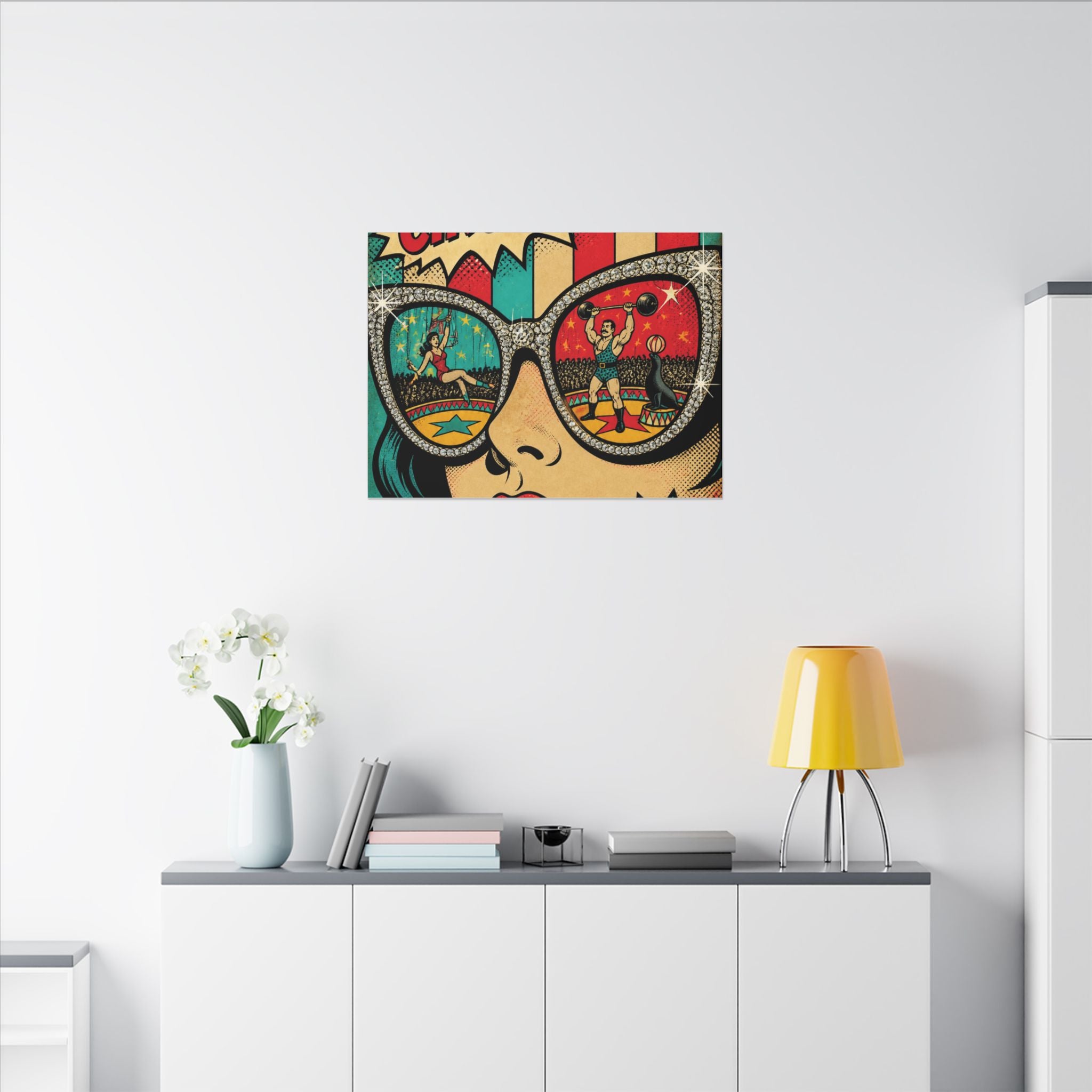 Sunglasses Circus Ring Wall Art Canvas 24×36 Pop Art Restaurant Decor Maximalist Print