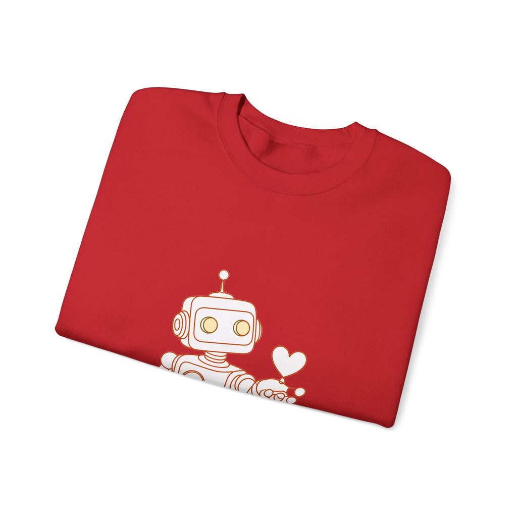 Matching Couple Sweatshirt - Robot & Heart Matching Couple Crewneck Sweatshirt Minimalist Art His Hers Valentine Gift - Design A