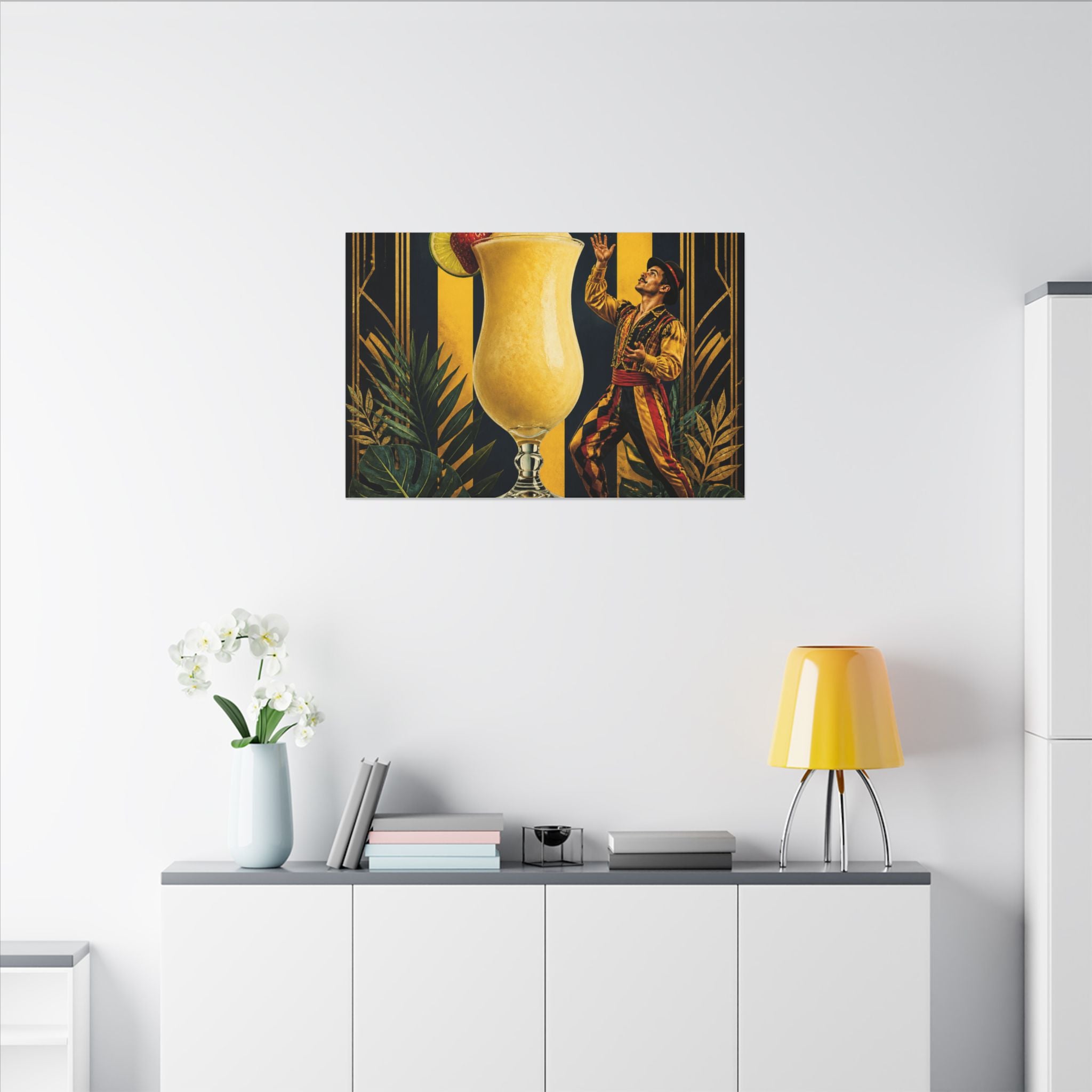 Daiquiri Fruit Juggler Wall Art Canvas 24×36 Art Deco Bar Area Decor Maximalist Print