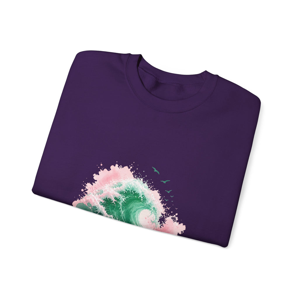 Matching Couple Sweatshirt - Mountain & Ocean Matching Couple Comfort Colors Crew Watercolor Art His Hers Birthday Gift - Design B