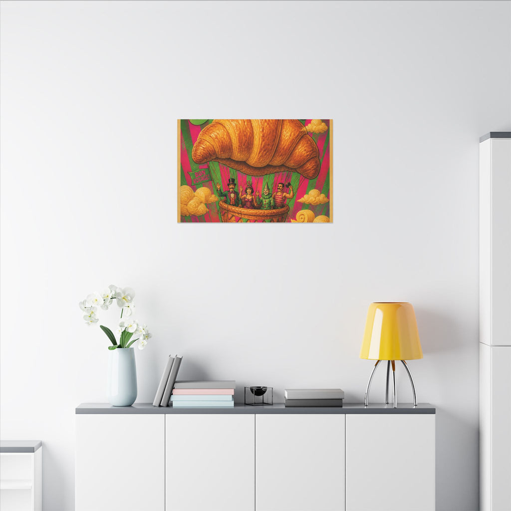 Croissant Hot Air Balloon Wall Art Canvas 16×20 Psychedelic Cafe Decor Maximalist Print