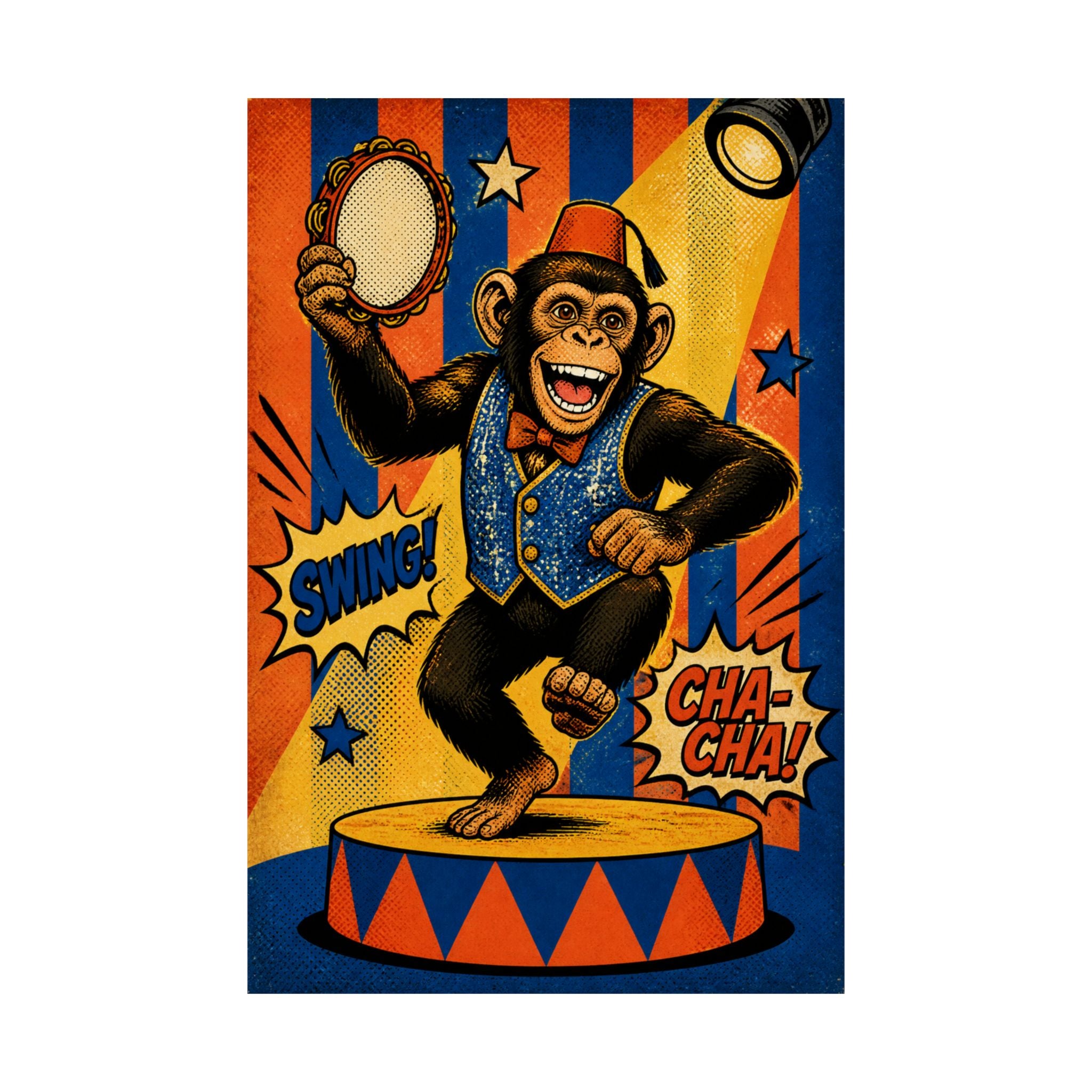 Dancing Monkey Wall Art Poster 18×24 Pop Art Living Room Decor Maximalist Print