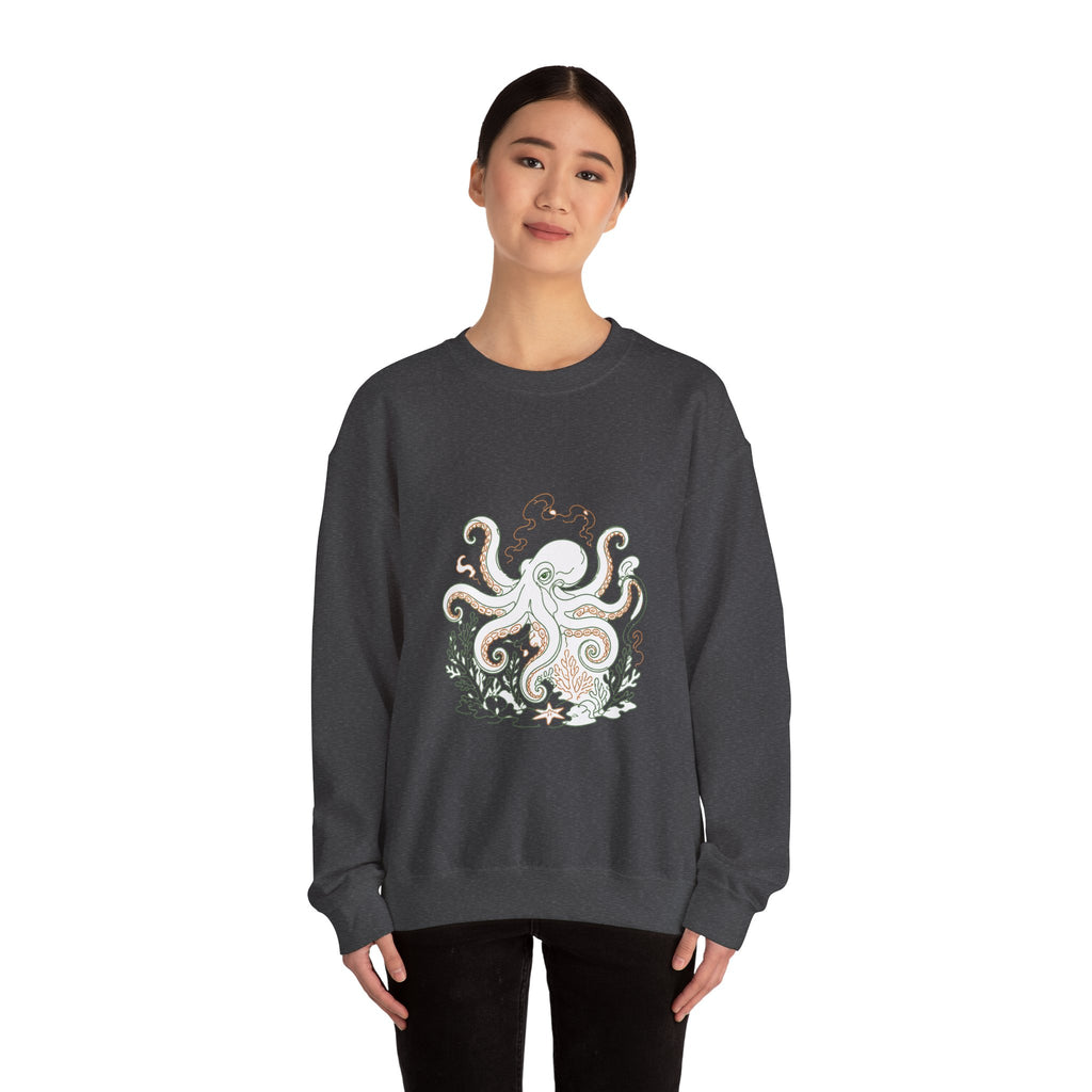 Matching Couple Sweatshirt - Octopus & Jellyfish Matching Couple Comfort Colors Crew Minimalist Art His Hers Christmas Gift - Design A