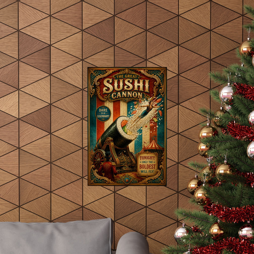 Sushi Roll Cannon Wall Art Poster 24×36 Baroque Studio Decor Maximalist Print