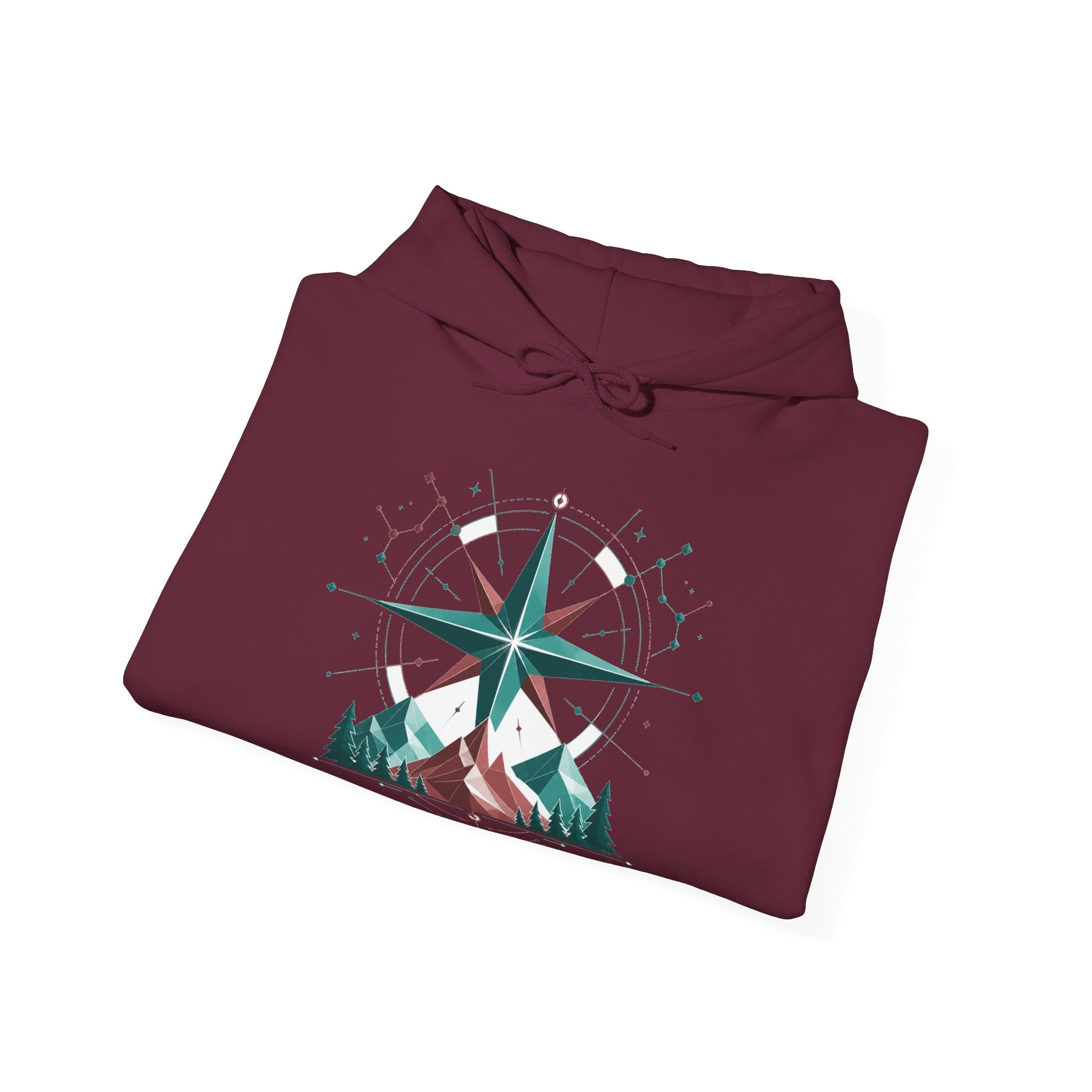 Matching Couple Sweatshirt - Shooting Star & North Star Matching Couple Hooded Sweatshirt Geometric Art His Hers Couple Gift - Design B