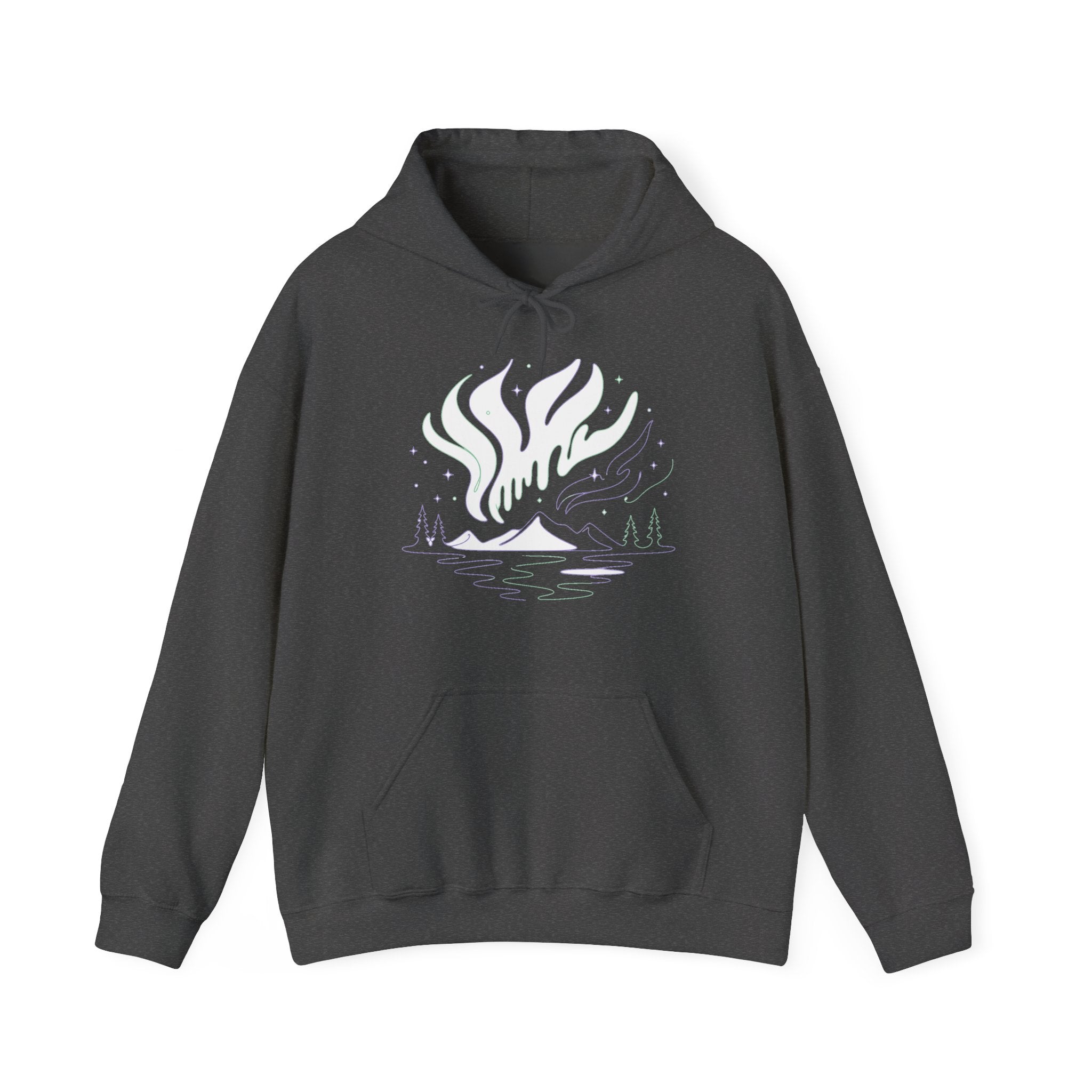 Matching Couple Sweatshirt - Aurora & Southern Cross Matching Couple Hooded Sweatshirt Minimalist Art His Hers Valentine Gift - Design A