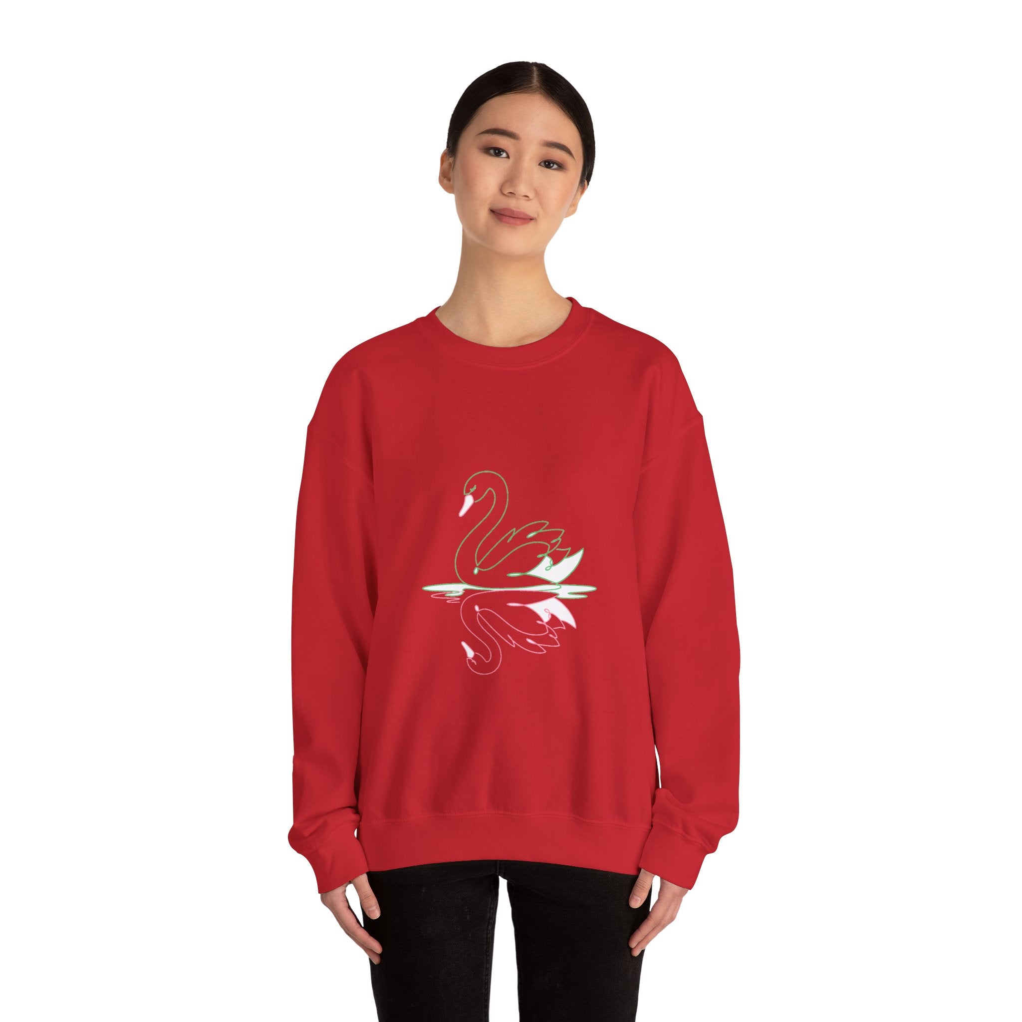 Matching Couple Sweatshirt - Raven & Swan Matching Couple Crewneck Sweatshirt Minimalist Art His Hers Valentine Gift - Design B
