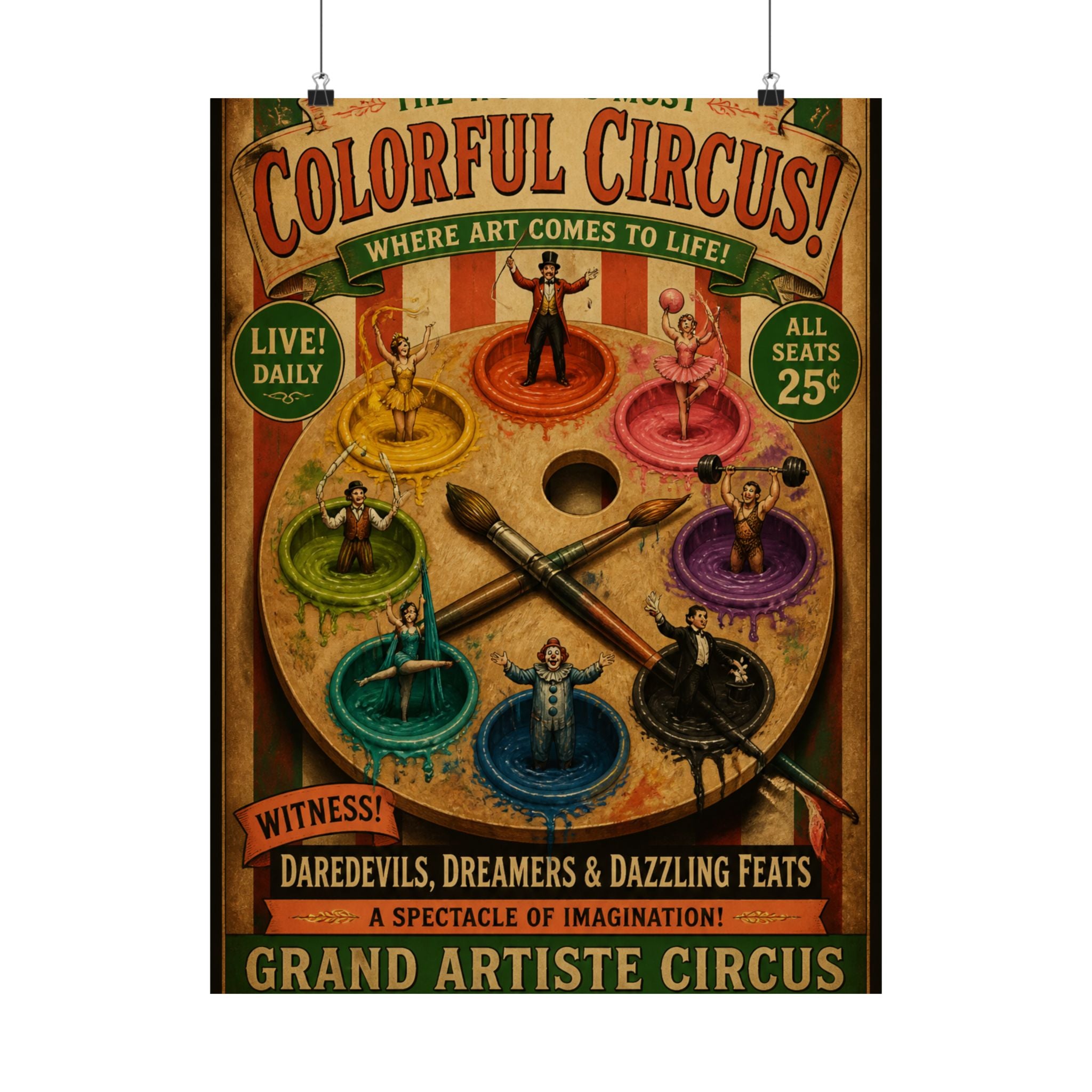 Paint Palette Stage Wall Art Poster 18×24 Vintage Circus Kitchen Decor Maximalist Print