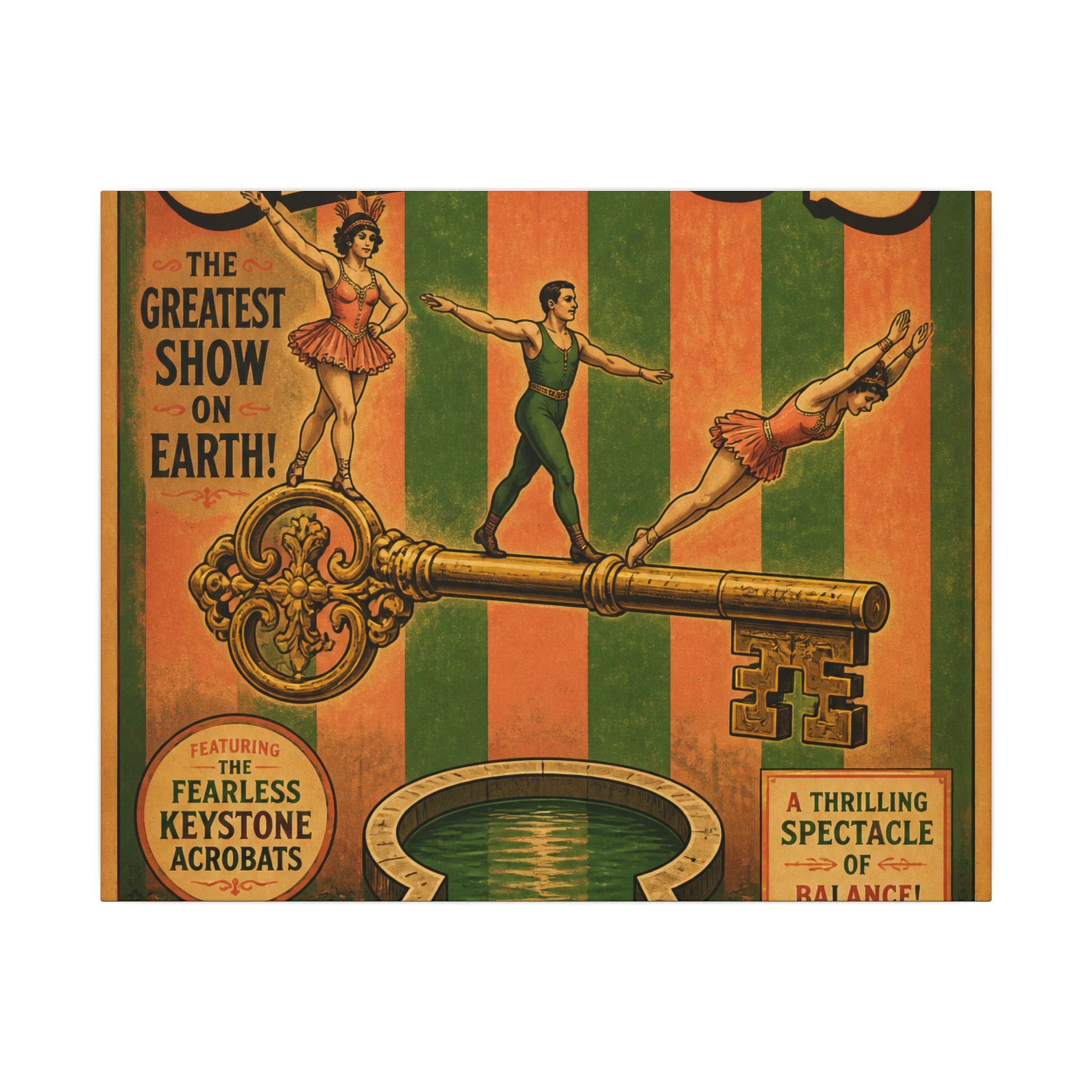 Giant Key Performance Wall Art Canvas 16×20 Vintage Circus Kitchen Decor Maximalist Print
