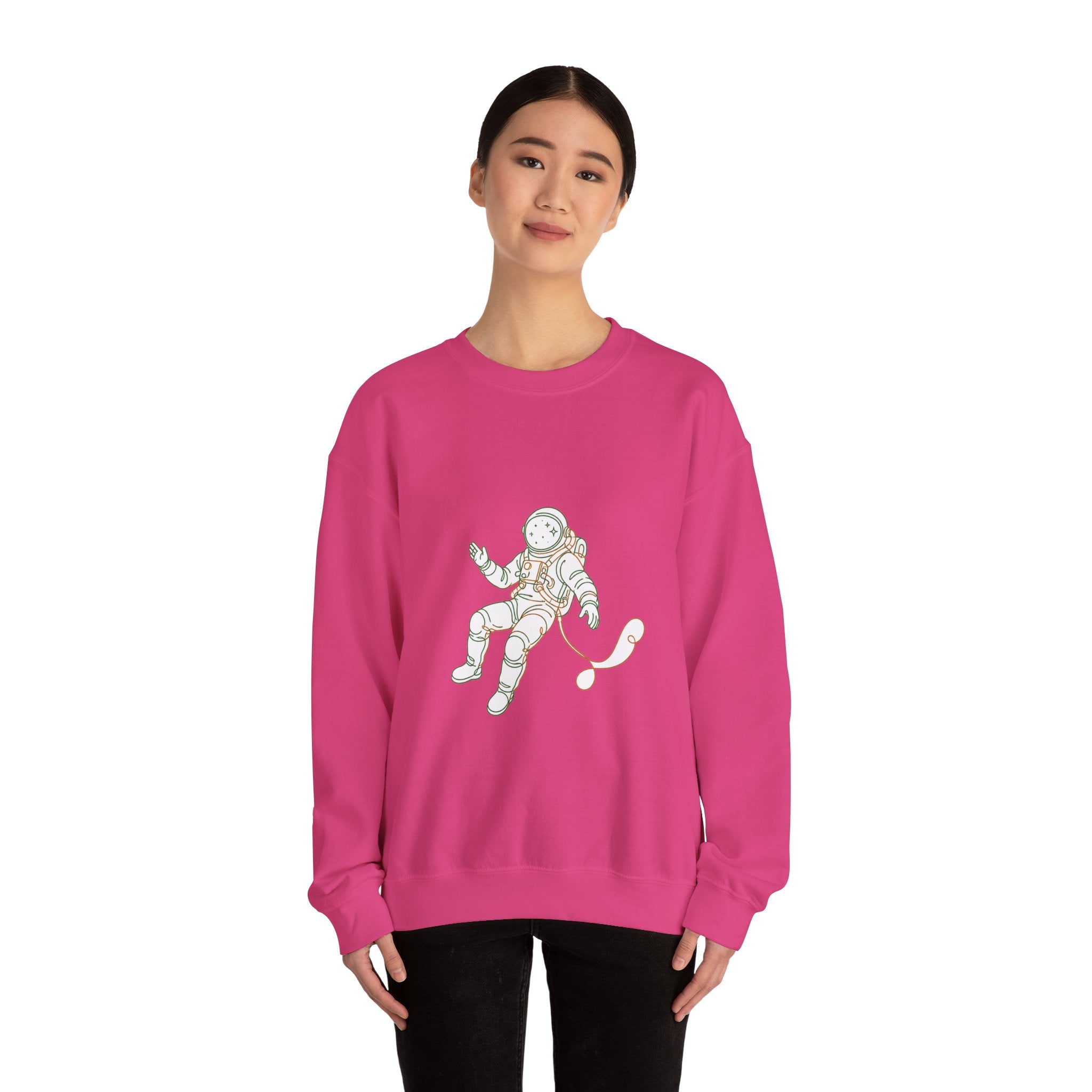 Matching Couple Sweatshirt - Astronaut & Planet Matching Couple Comfort Colors Crew Minimalist Art His Hers Christmas Gift - Design A