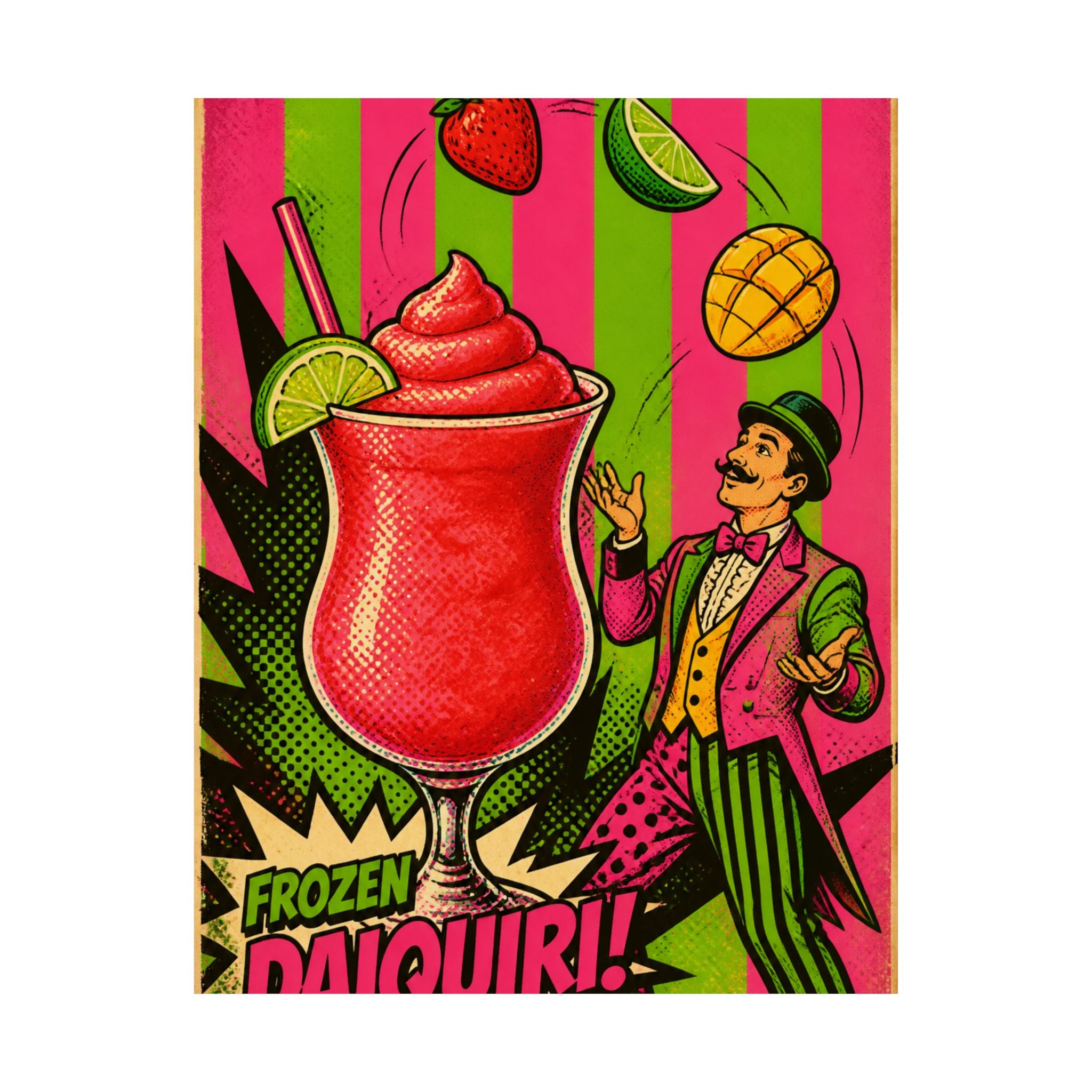 Daiquiri Fruit Juggler Wall Art Poster 18×24 Pop Art Living Room Decor Maximalist Print