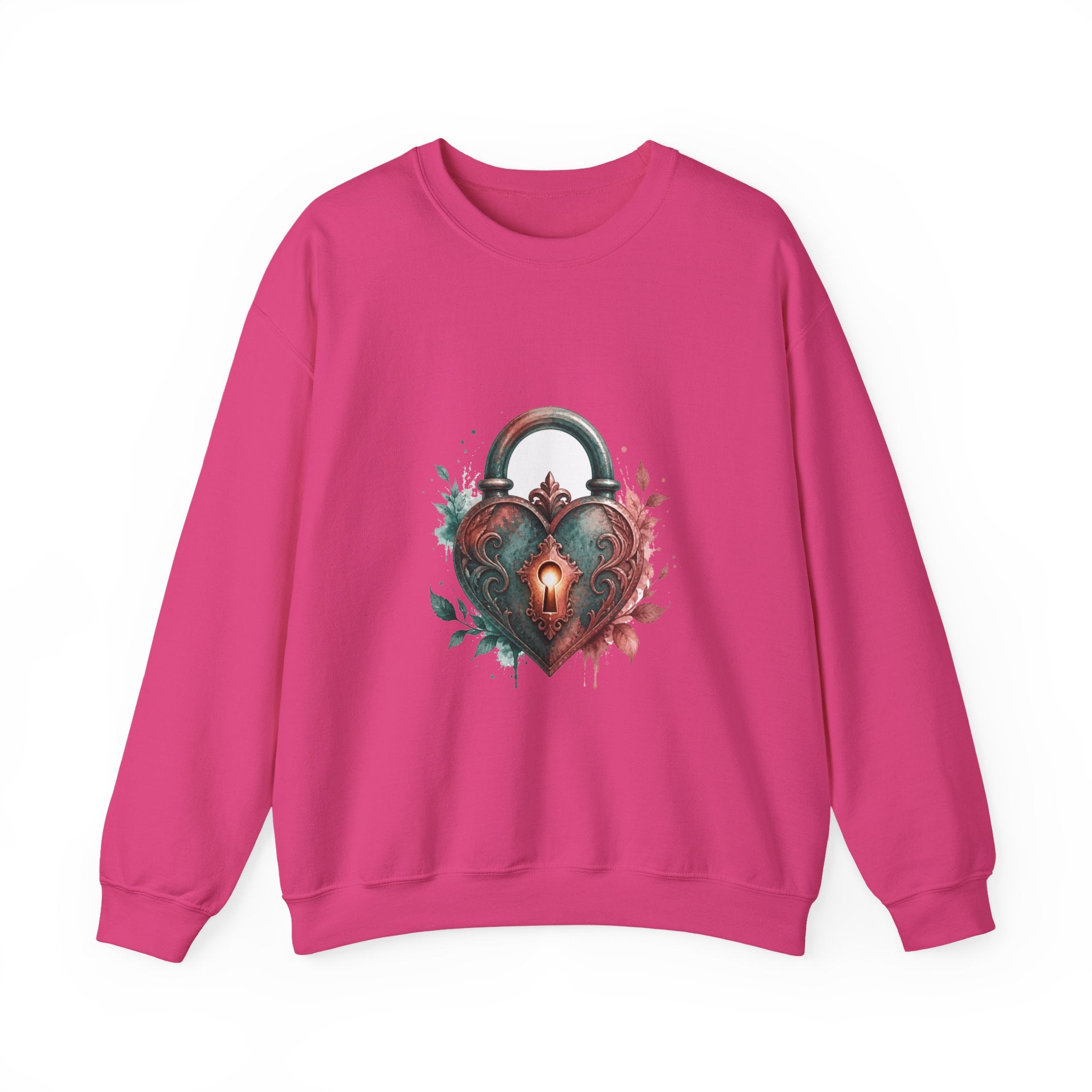 Matching Couple Sweatshirt - Key & Lock Matching Couple Premium Fleece Sweatshirt Watercolor Art His Hers Birthday Gift - Design B