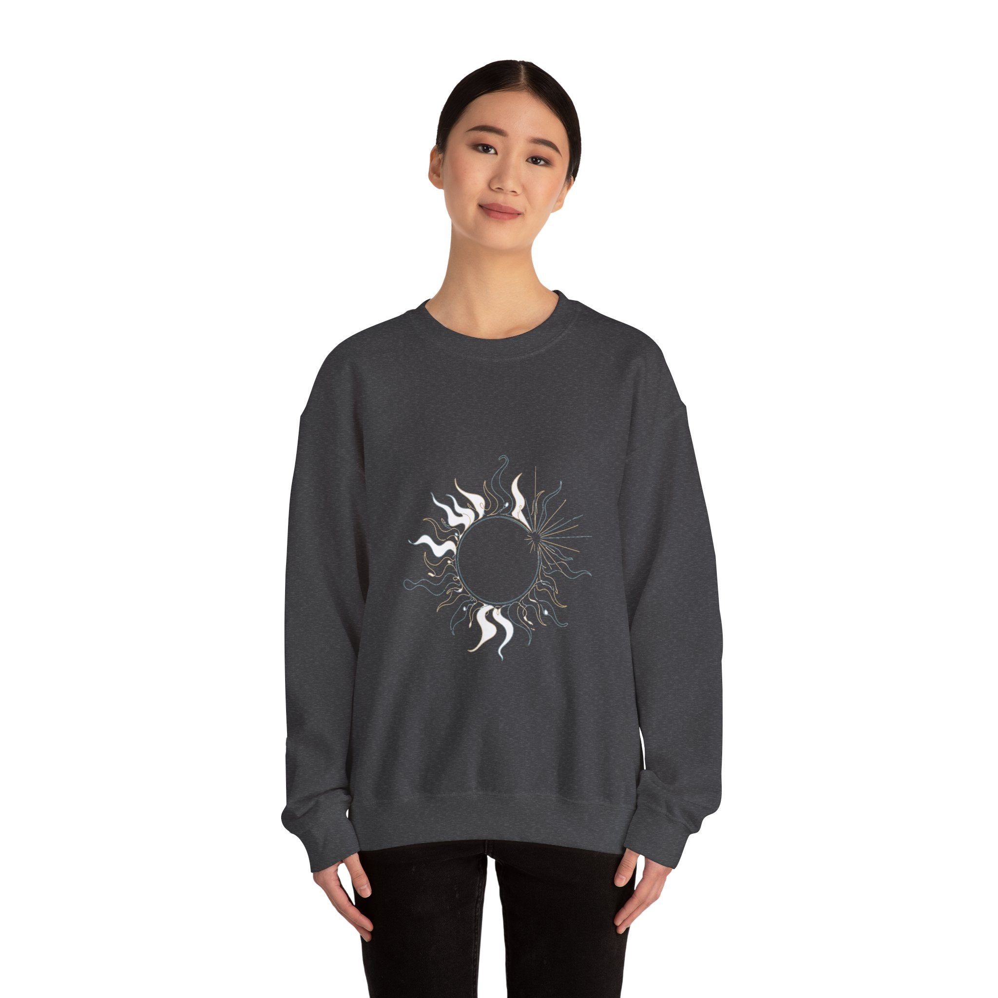 Matching Couple Sweatshirt - Solar & Lunar Eclipse Matching Couple Comfort Colors Crew Minimalist Art His Hers Christmas Gift - Design A