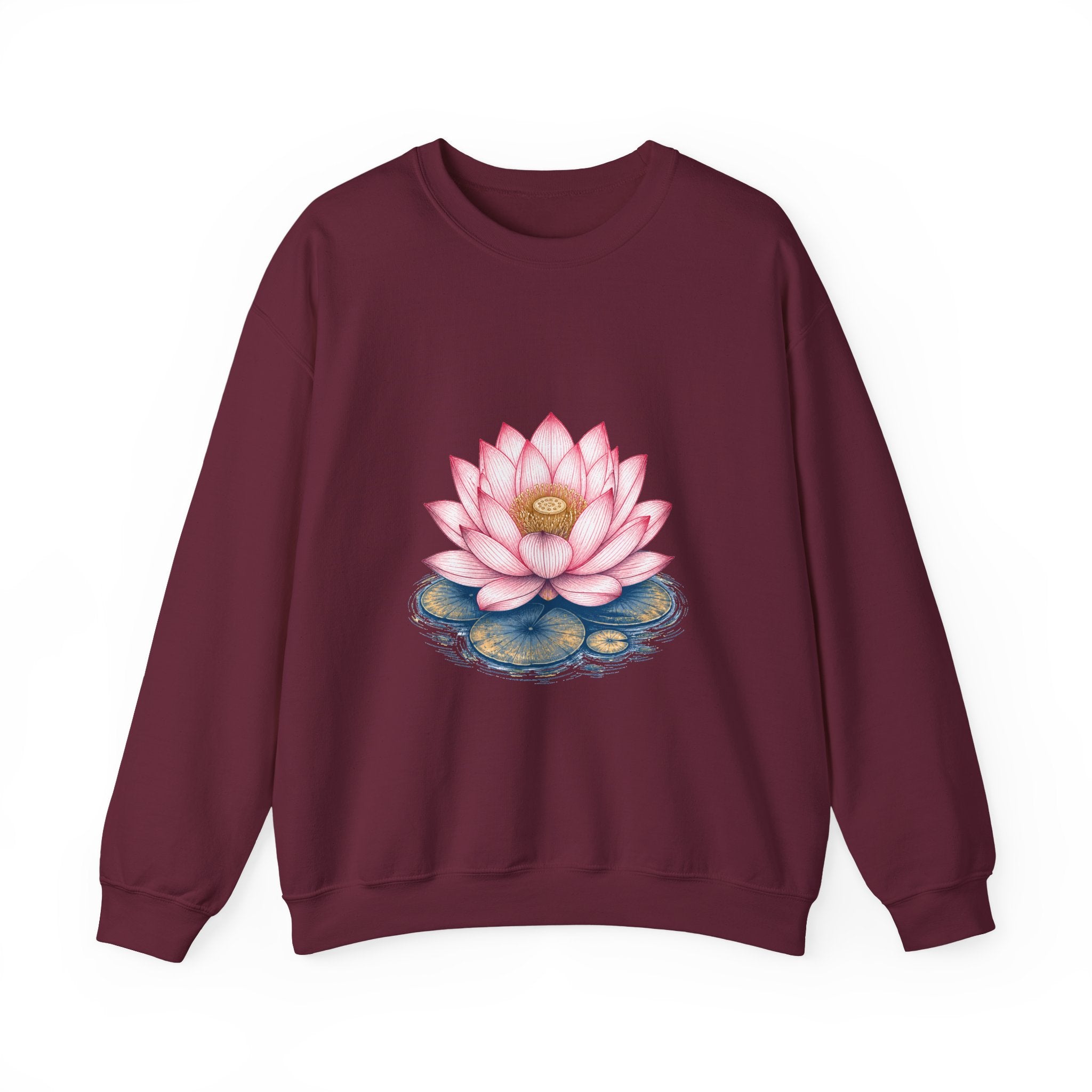Matching Couple Sweatshirt - Open & Closed Lotus Matching Couple Premium Fleece Sweatshirt Hand-Drawn Art His Hers Anniversary Gift - Design A