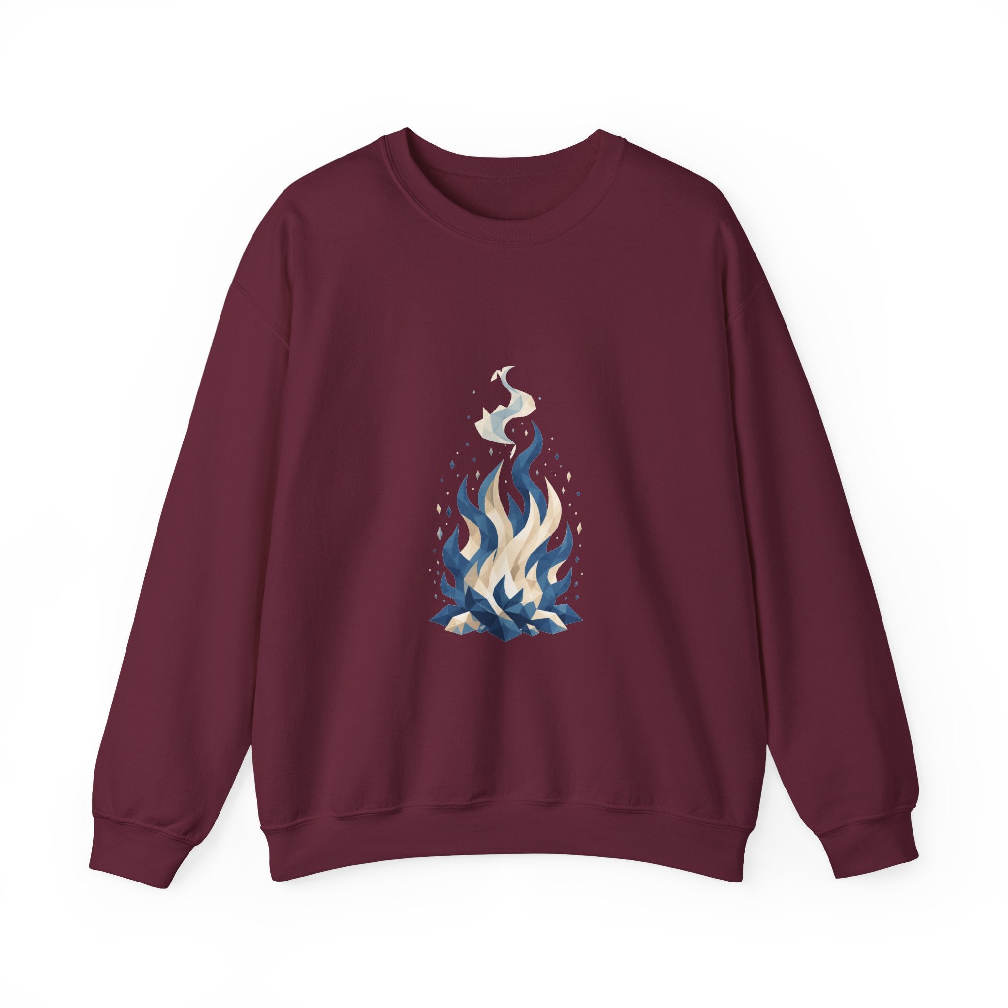 Matching Couple Sweatshirt - Wildfire & Waterfall Matching Couple Crewneck Sweatshirt Geometric Art His Hers Couple Gift - Design A