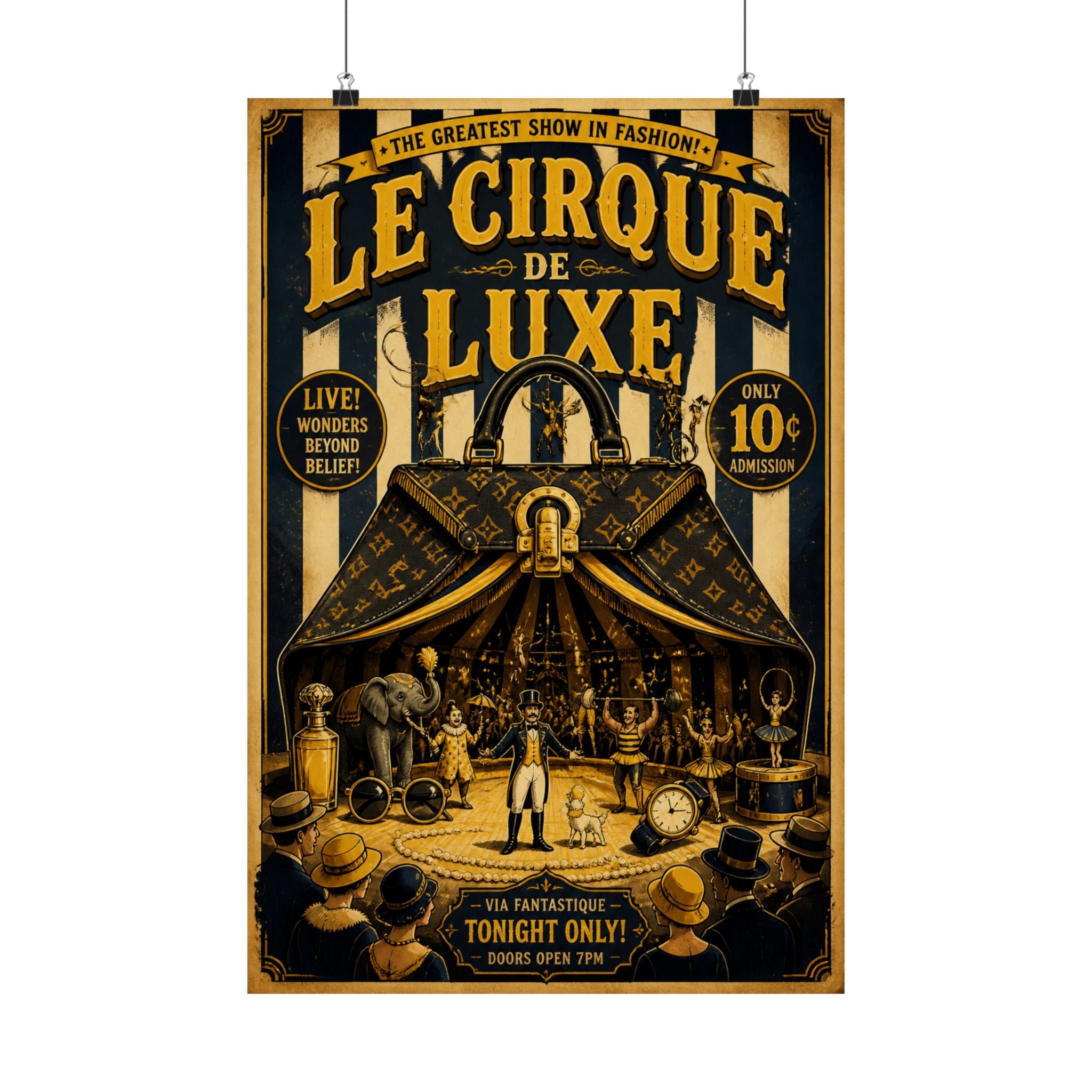 Handbag Big Top Wall Art Poster 24×36 Vintage Circus Bedroom Decor Maximalist Print
