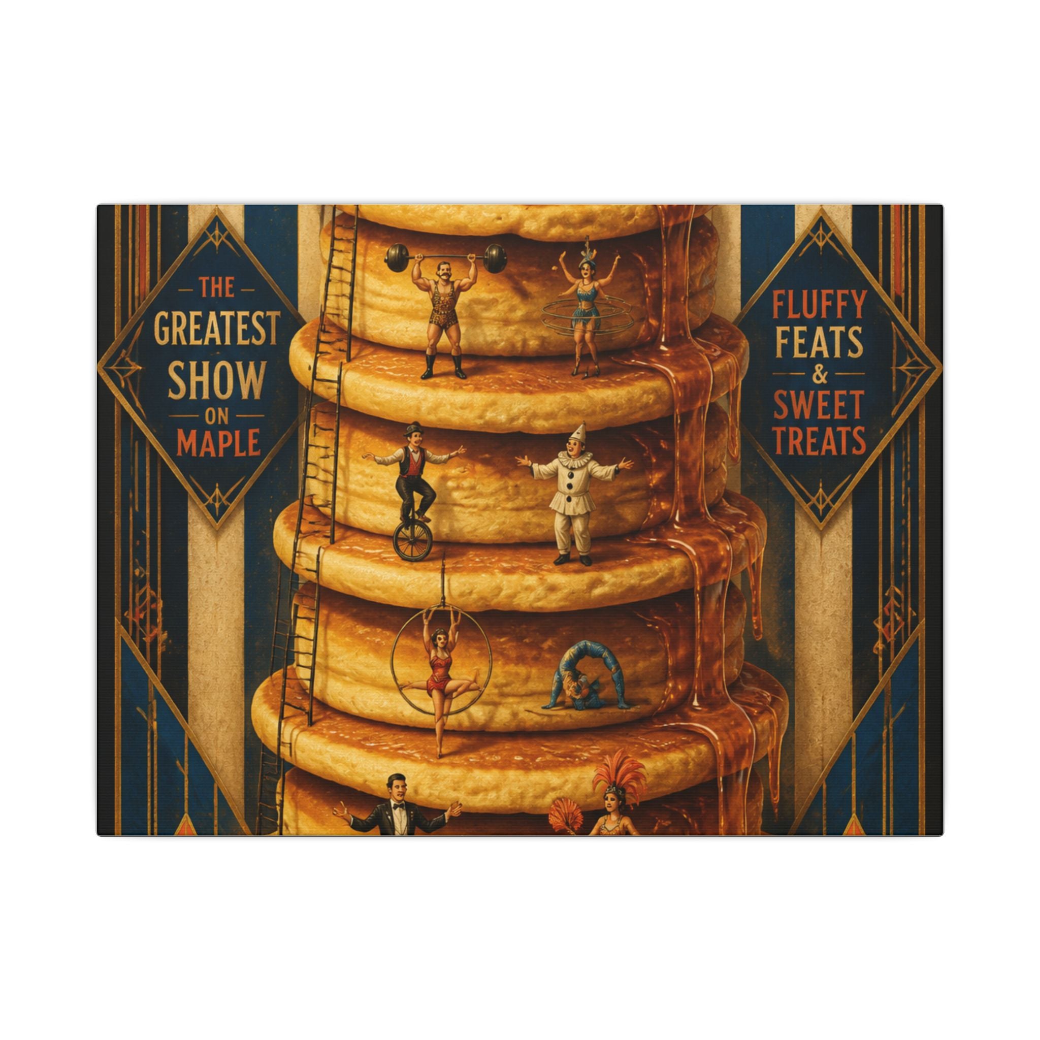 Pancake Stack Platform Wall Art Canvas 16×20 Art Deco Entryway Decor Maximalist Print