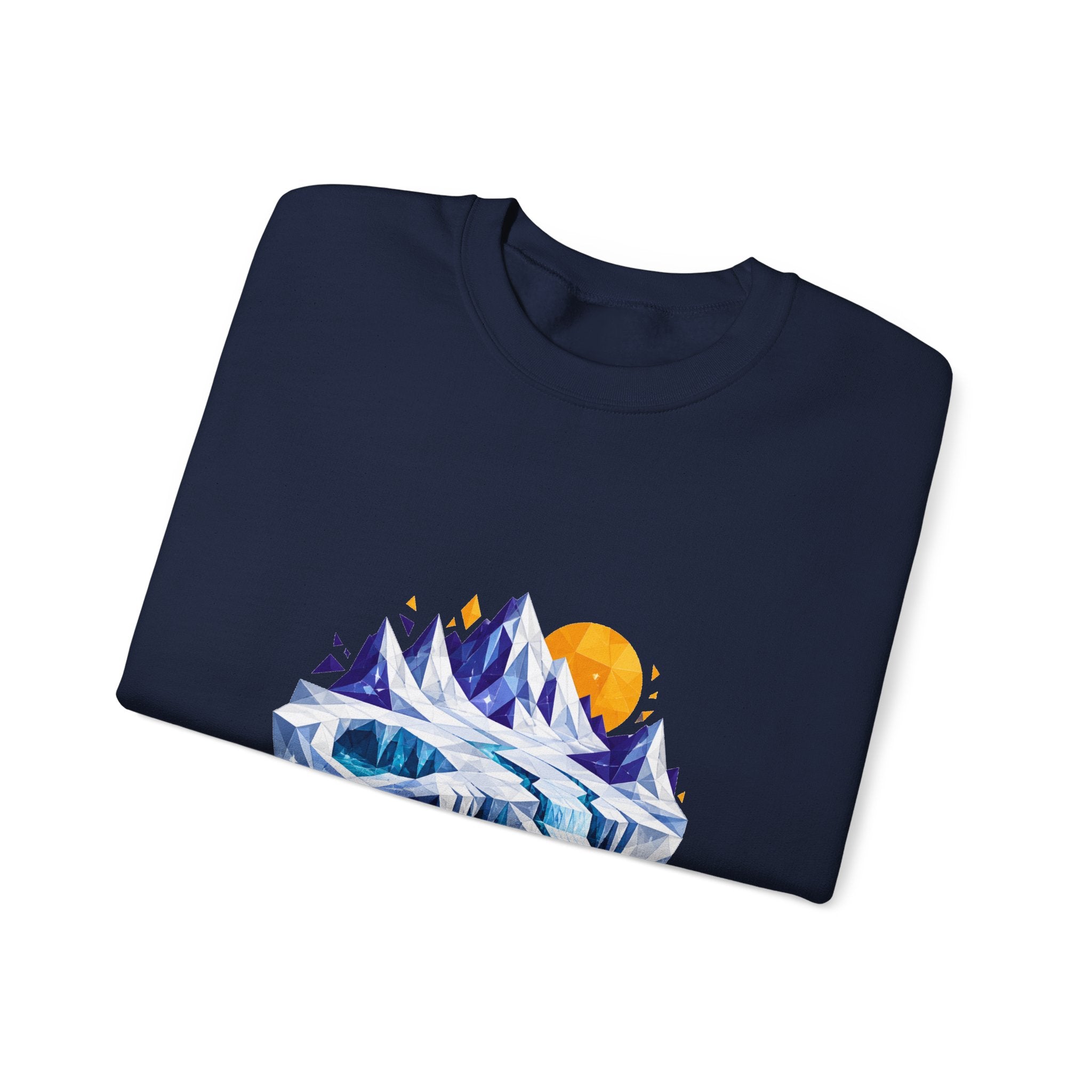Matching Couple Sweatshirt - Volcano & Glacier Matching Couple Crewneck Sweatshirt Geometric Art His Hers Couple Gift - Design B